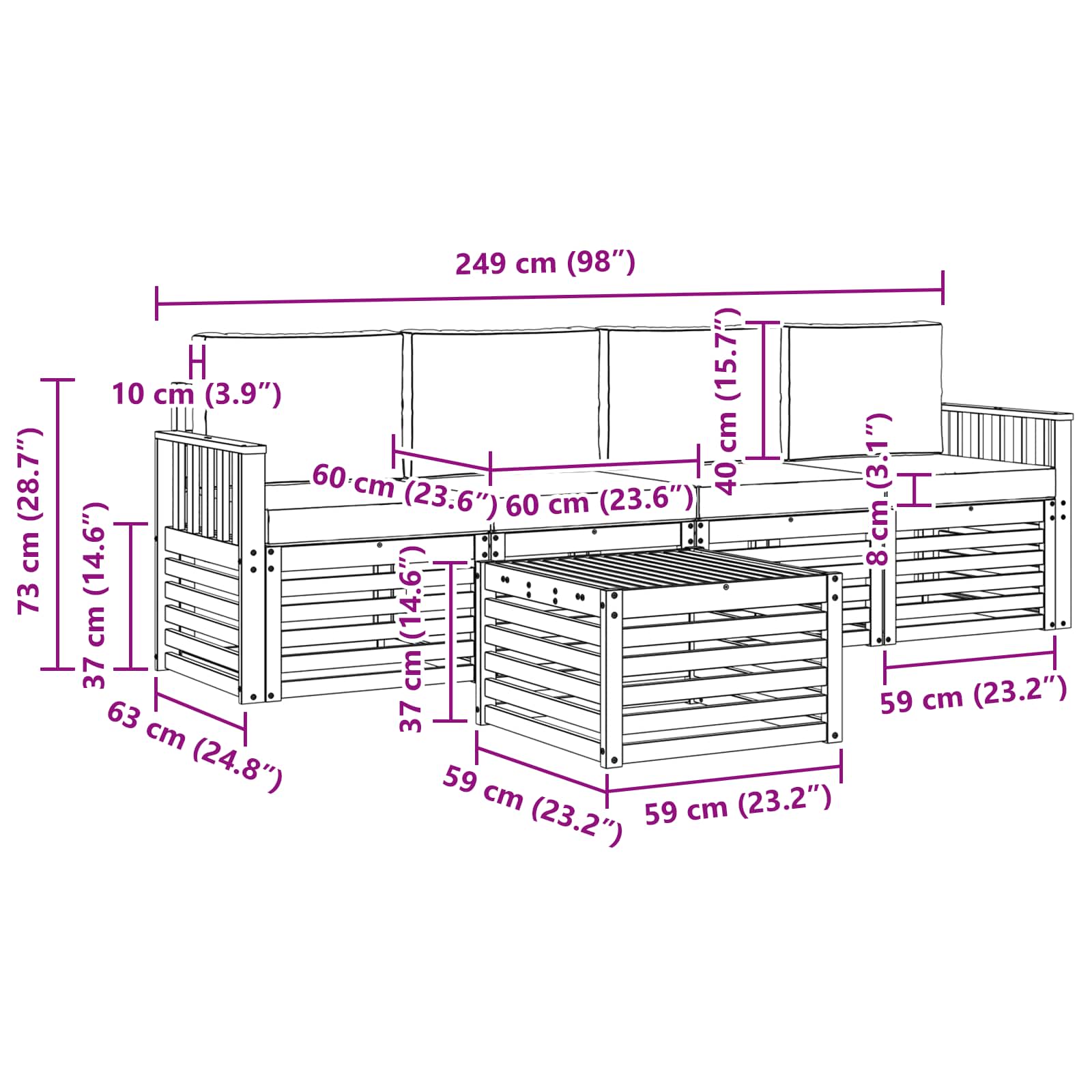 Ensemble de canapés d'extérieur 5 pcs Blanc et anthracite - XIOS