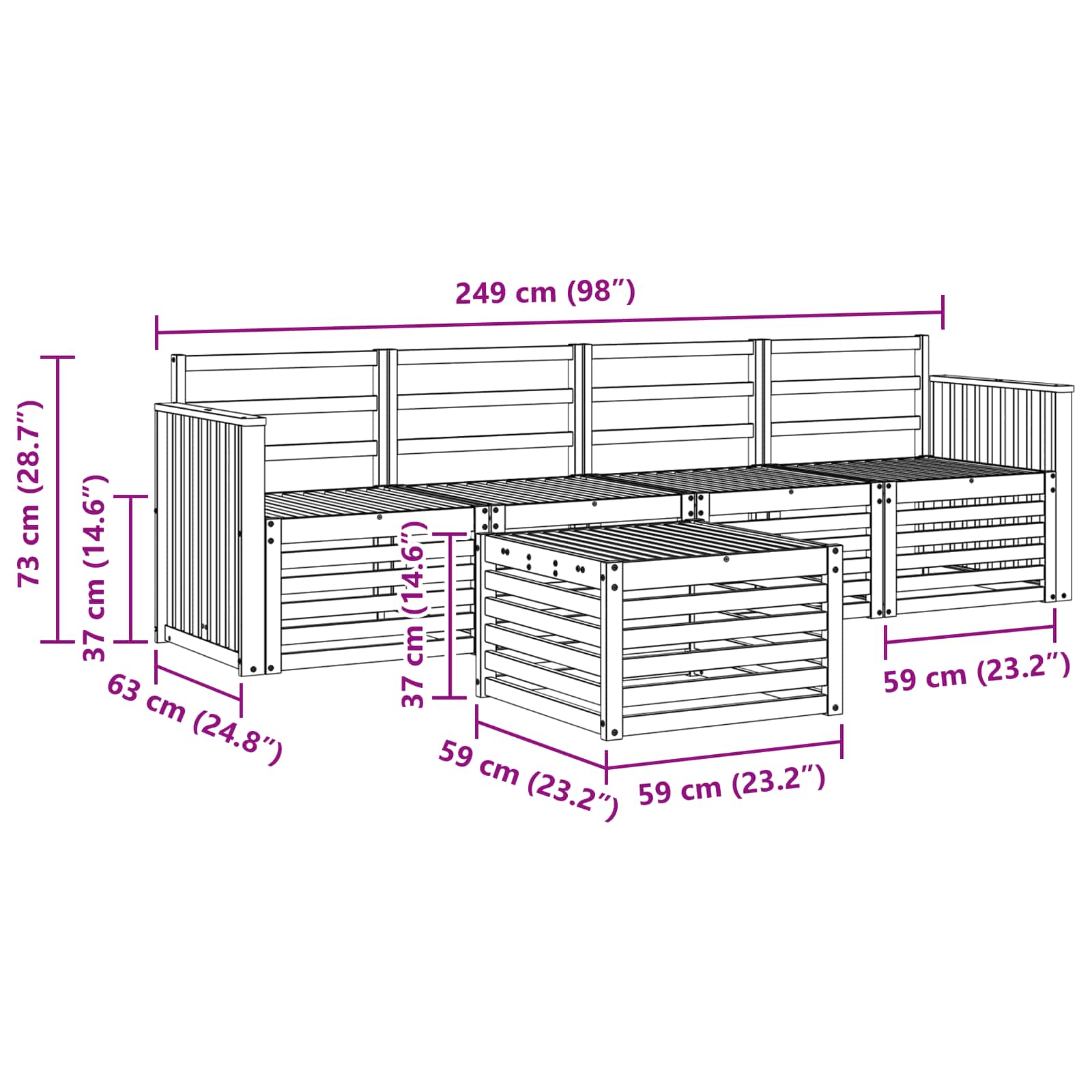 Ensemble de canapés d'extérieur 5 pcs Blanc - XIOS