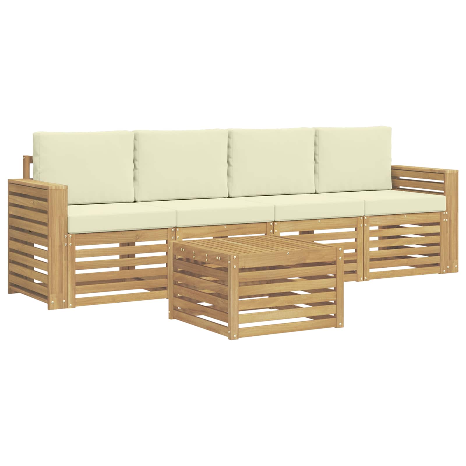 Ensemble de canapés d'extérieur 5 pcs Blanc et crème Polyester - XIOS