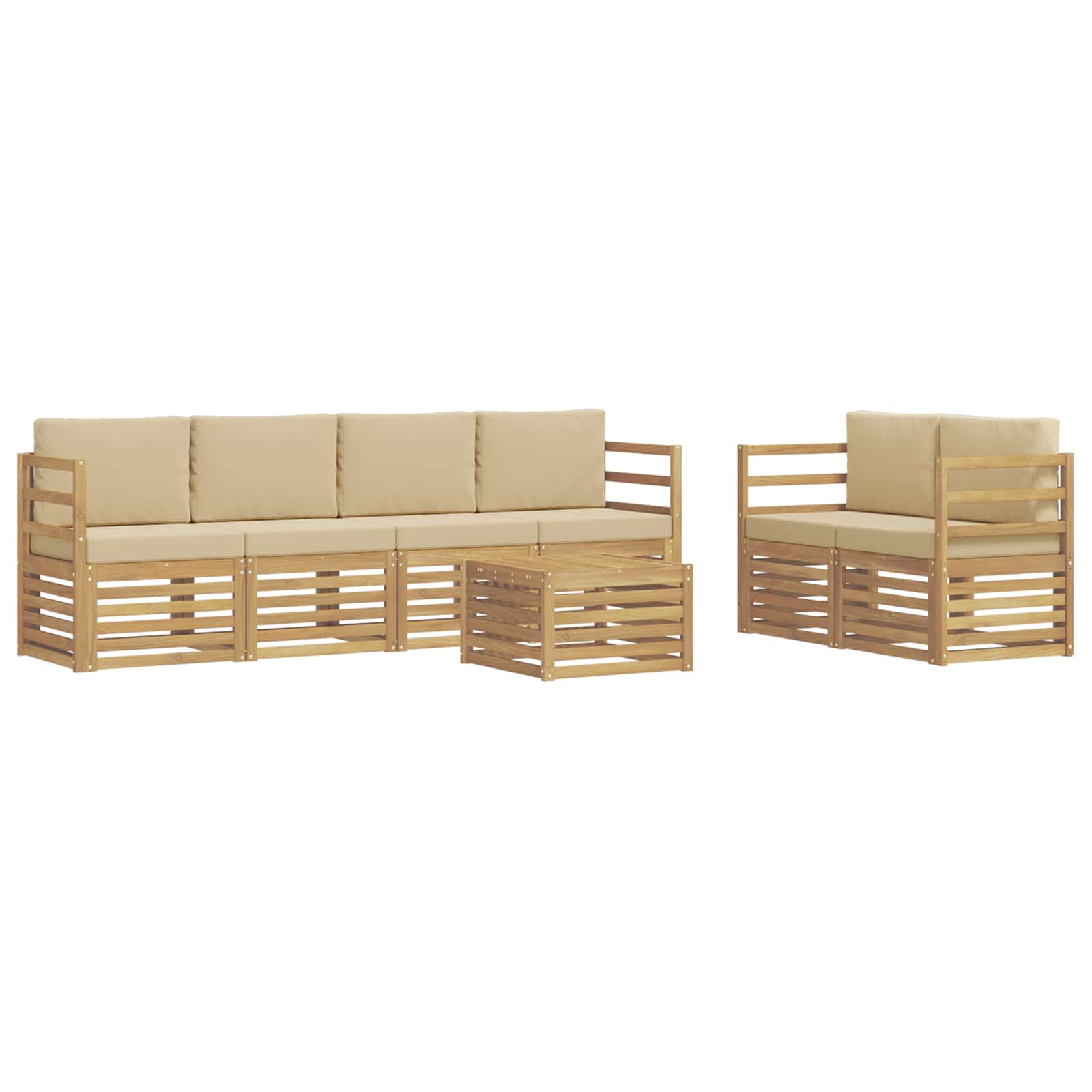 Ensemble de canapés d'extérieur 7 pcs Blanc et Beige Polyester - XIOS