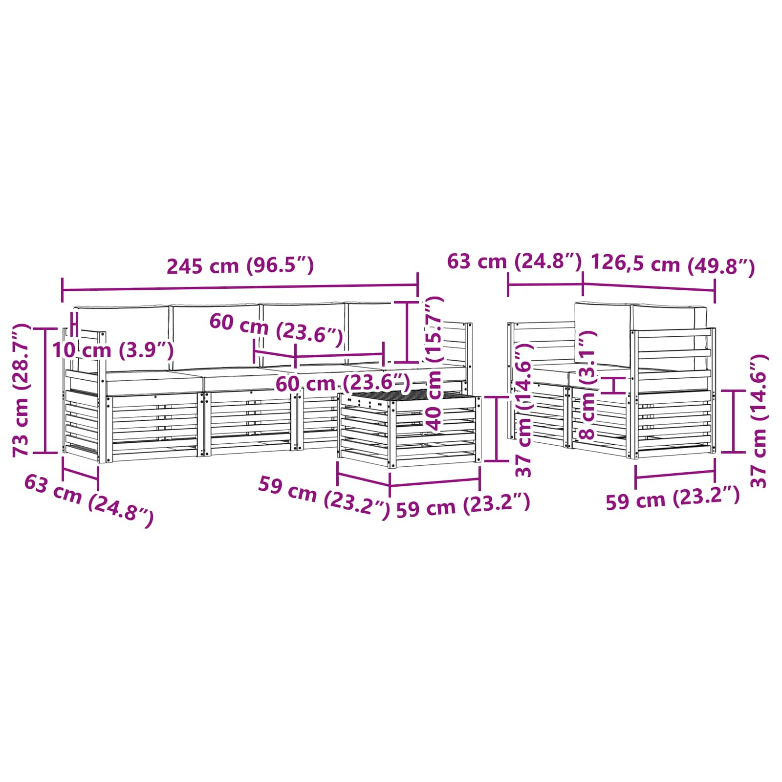 Ensemble de canapés d'extérieur 7 pcs Blanc et Beige Polyester - XIOS