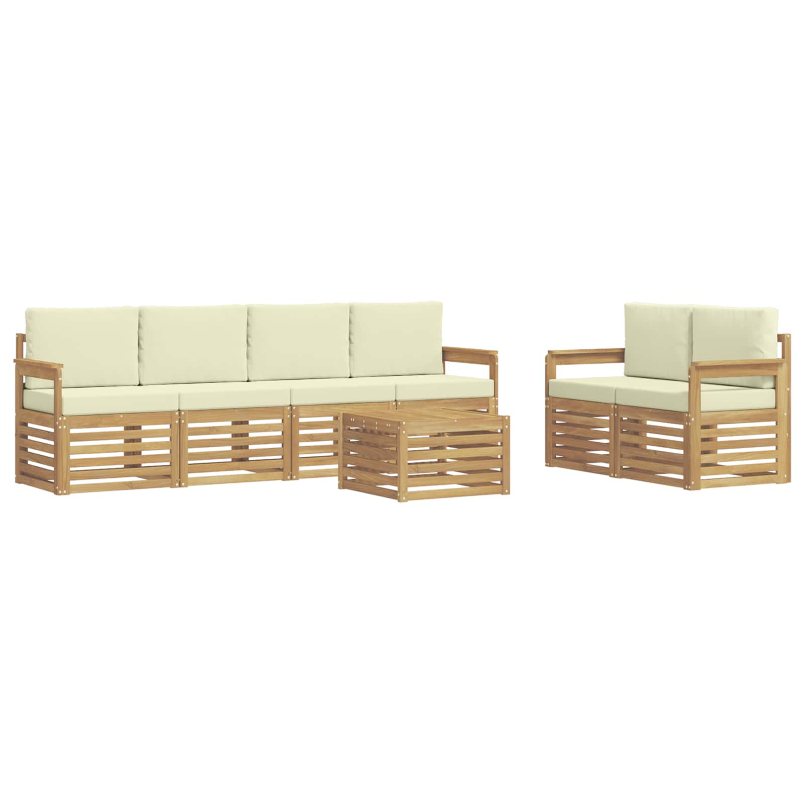 Ensemble de canapés d'extérieur 7 pcs Blanc et crème Polyester - XIOS