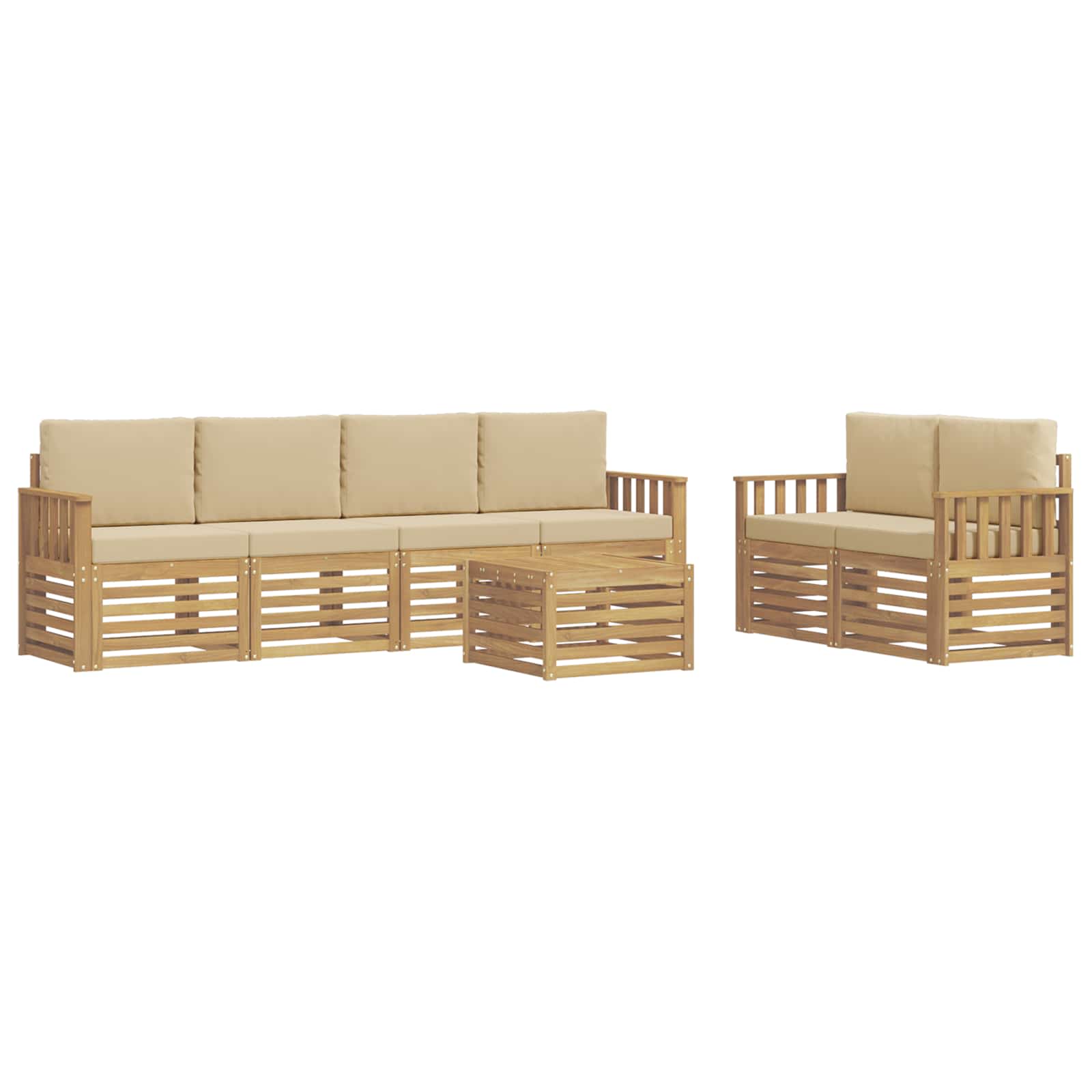 Ensemble de canapés d'extérieur 7 pcs Blanc et Beige Polyester - XIOS
