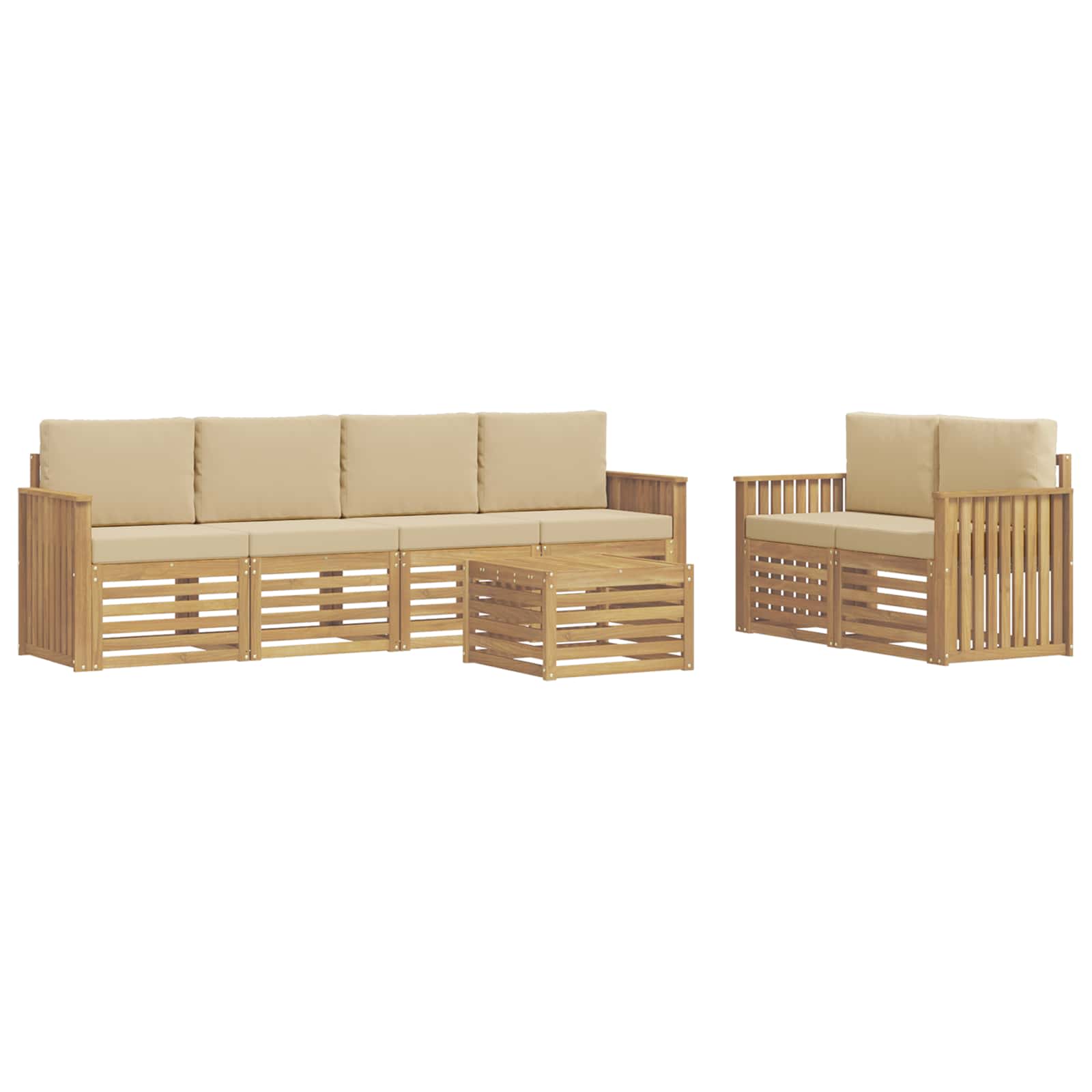 Ensemble de canapés d'extérieur 7 pcs Blanc et Beige Polyester - XIOS