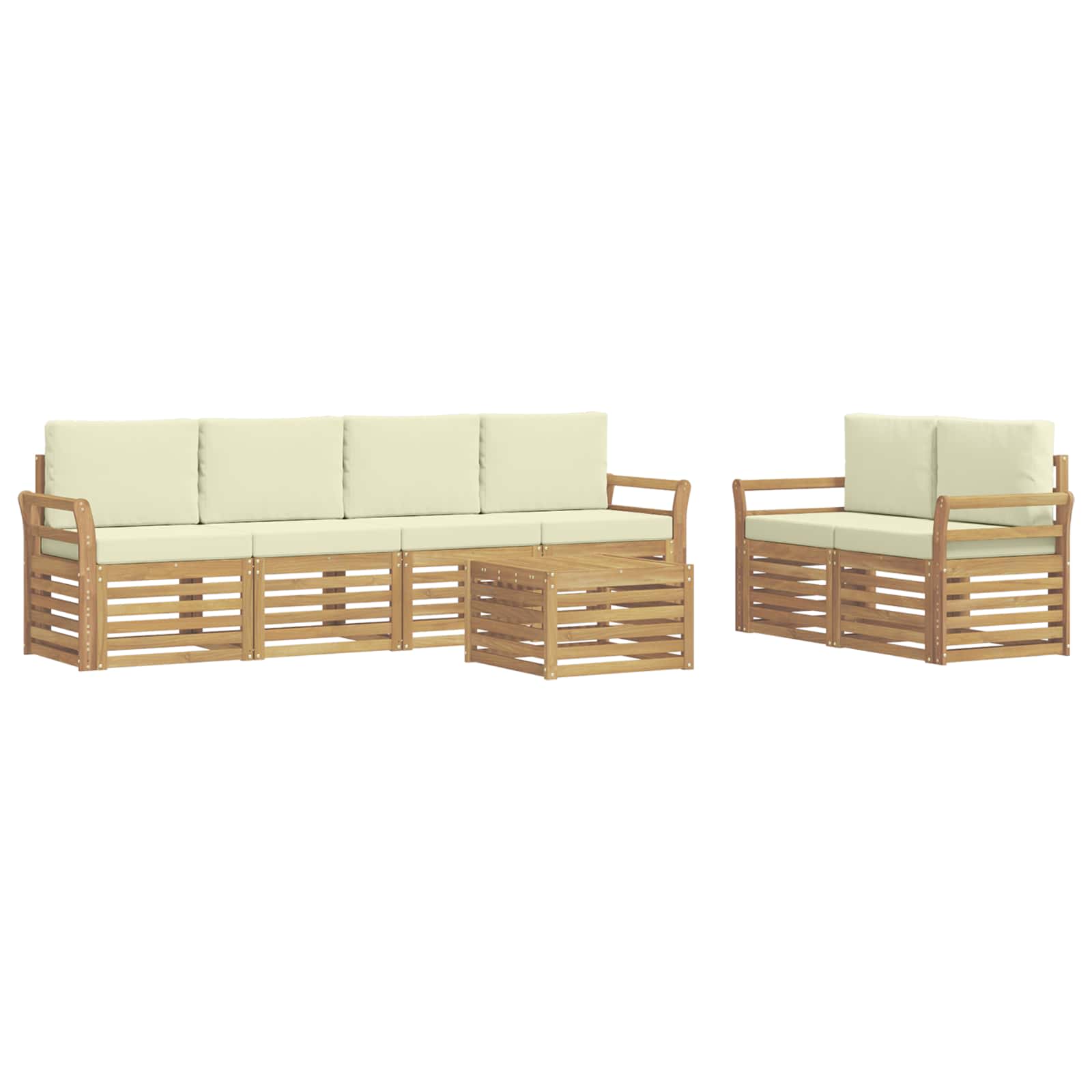 Ensemble de canapés d'extérieur 7 pcs Blanc et crème Polyester - XIOS