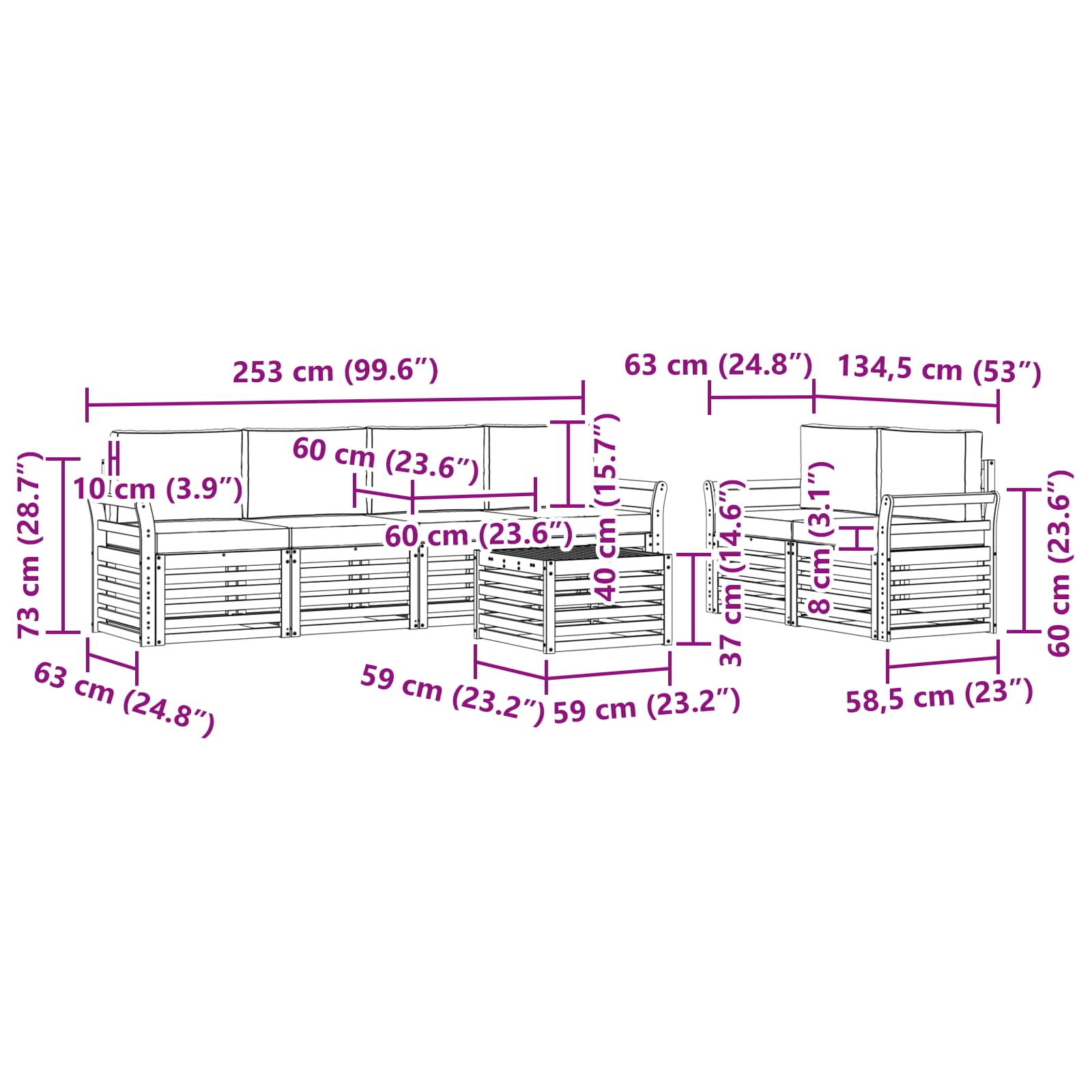 Ensemble de canapés d'extérieur 7 pcs Blanc et crème Polyester - XIOS