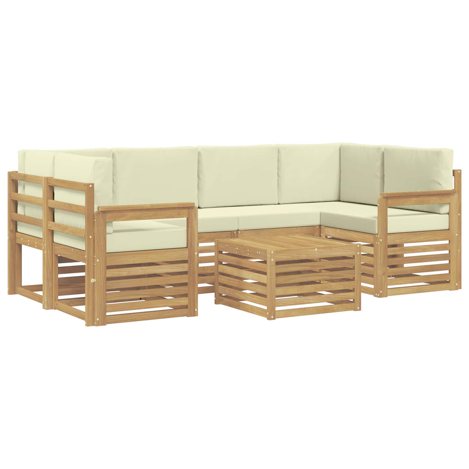 Ensemble de canapés d'extérieur 7 pcs Blanc et crème Polyester - XIOS