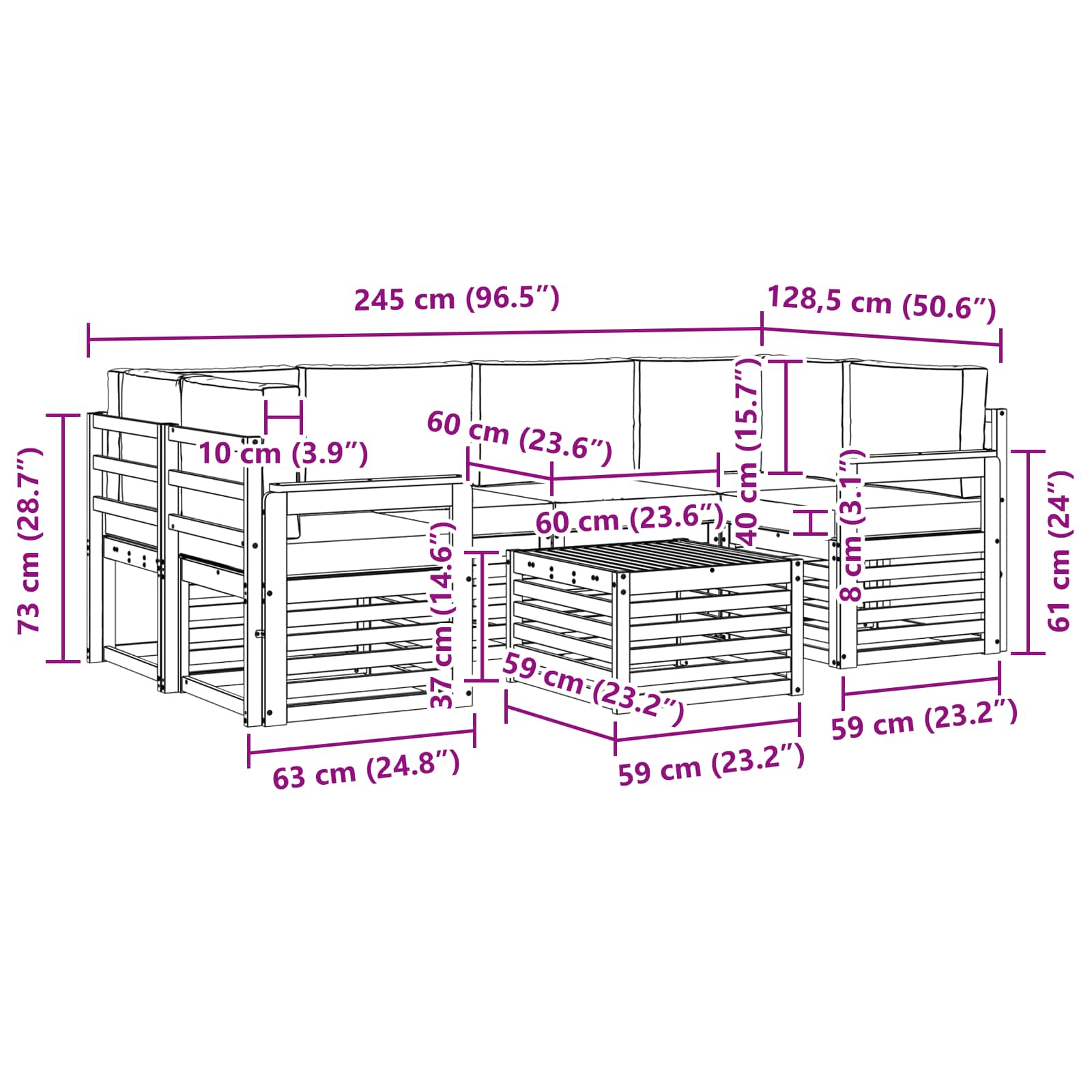 Ensemble de canapés d'extérieur 7 pcs Blanc et anthracite - XIOS