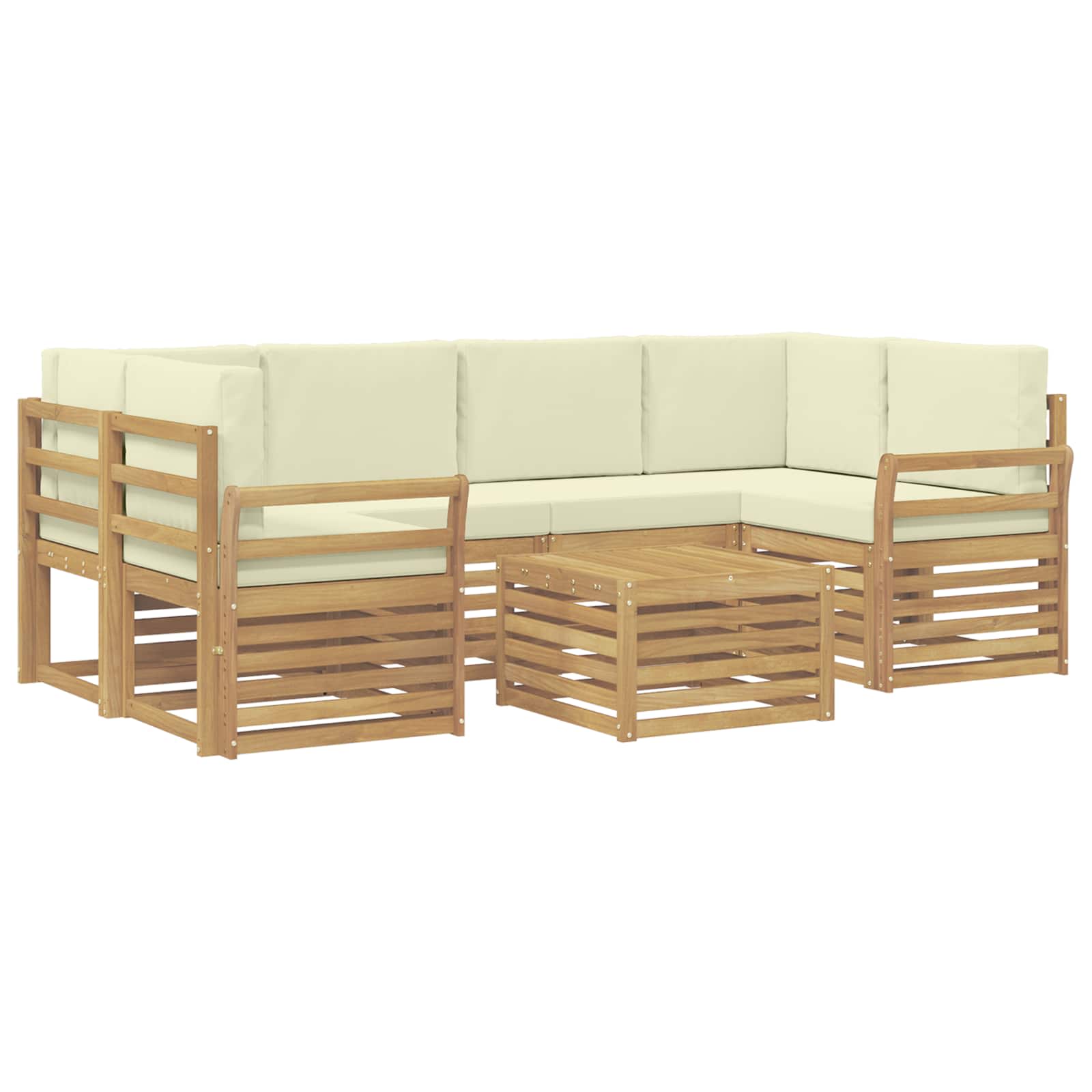 Ensemble de canapés d'extérieur 7 pcs Blanc et crème Polyester - XIOS