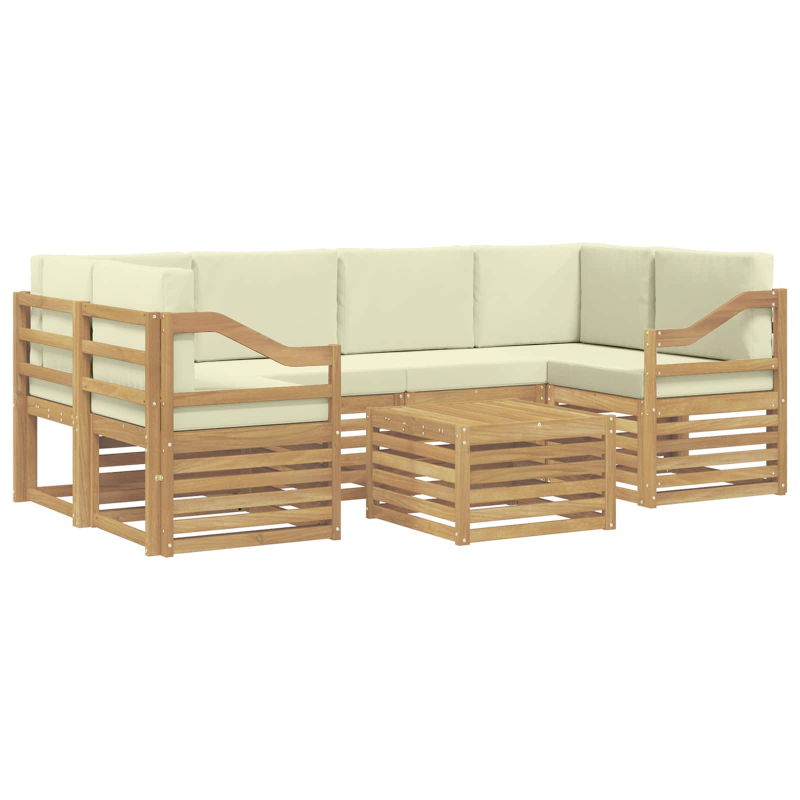 Ensemble de canapés d'extérieur 7 pcs Blanc et crème Polyester - XIOS