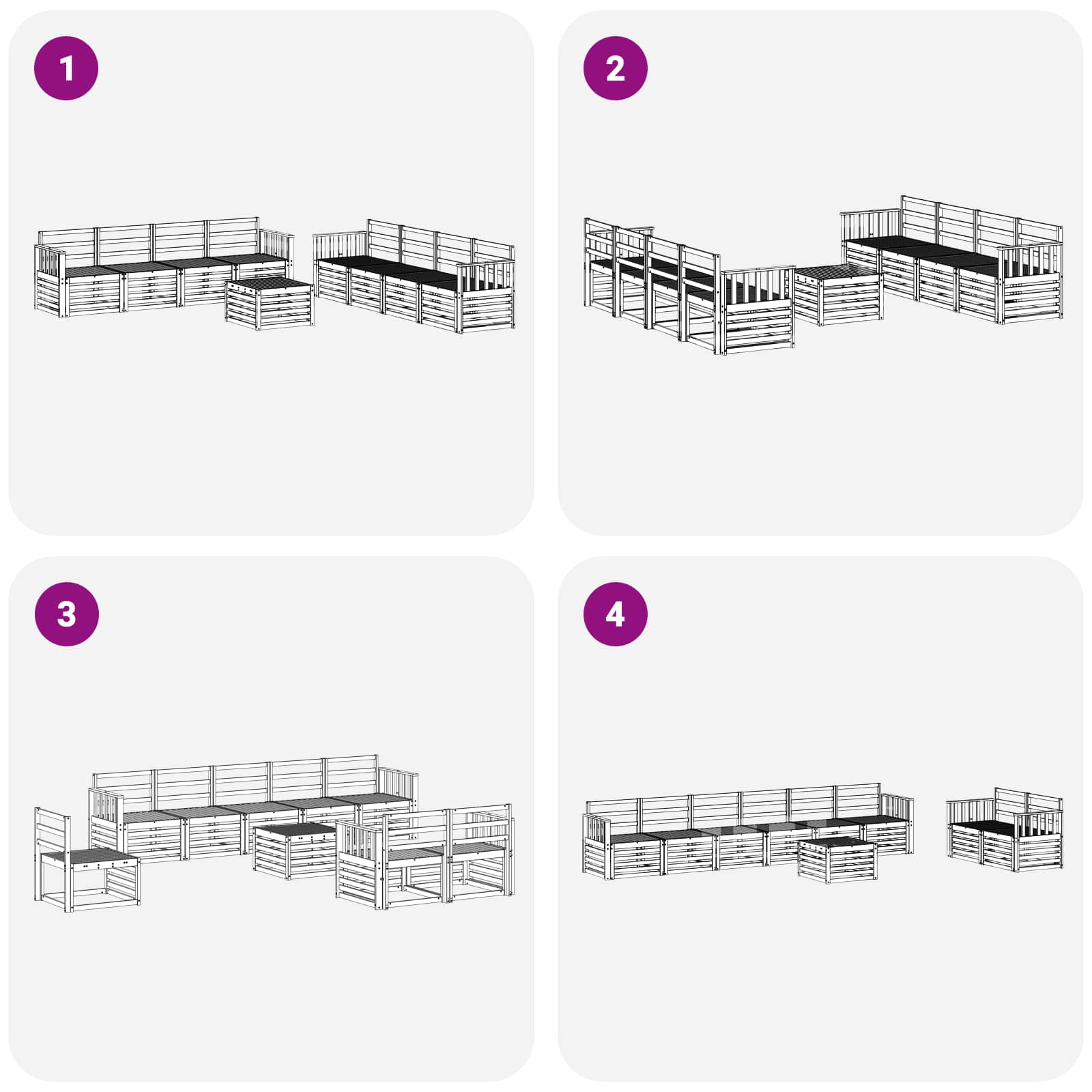 Ensemble de canapés d'extérieur 9 pcs Blanc 59 x 59 x 37 cm - XIOS