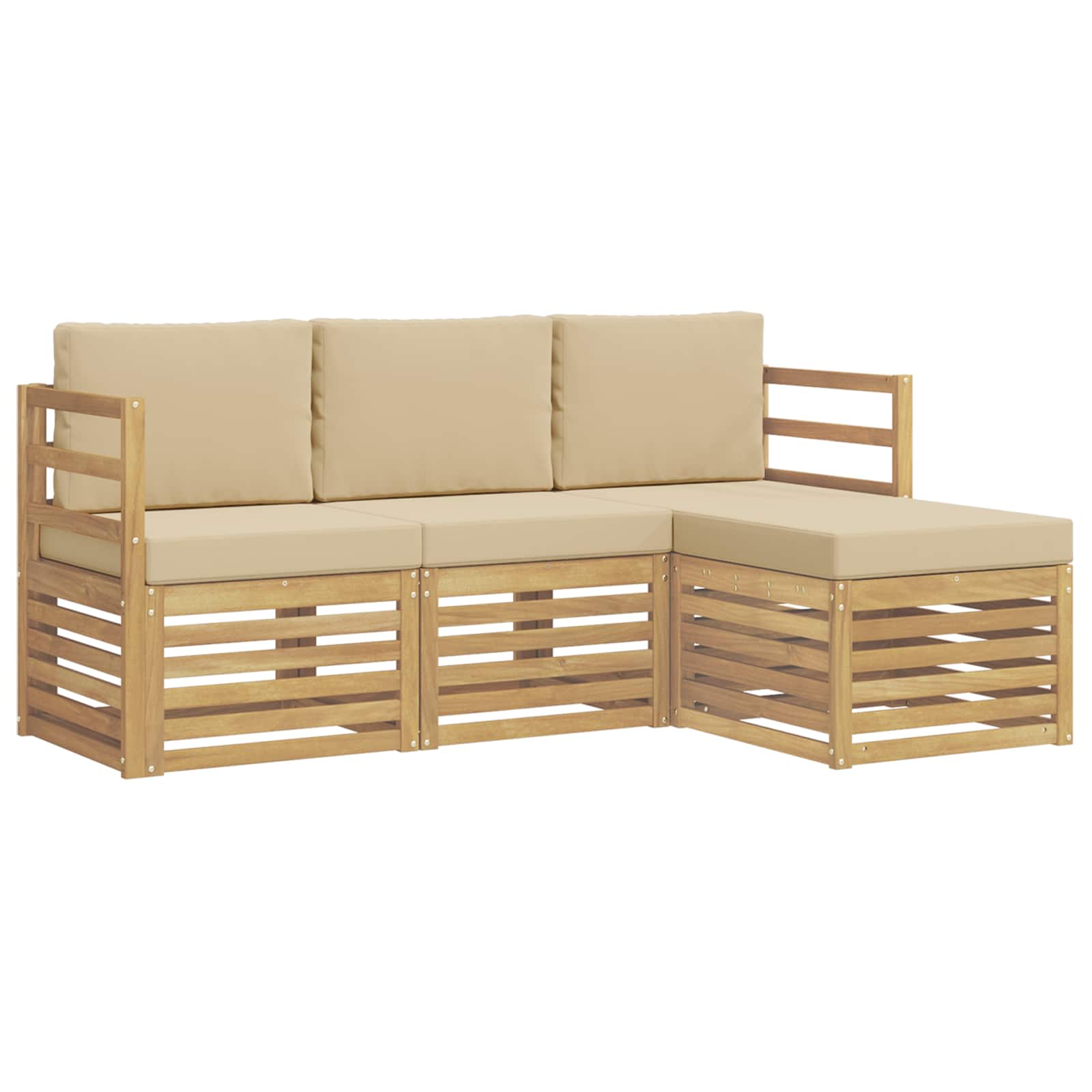Ensemble de canapés d'extérieur 4 pcs Blanc et Beige Polyester - XIOS