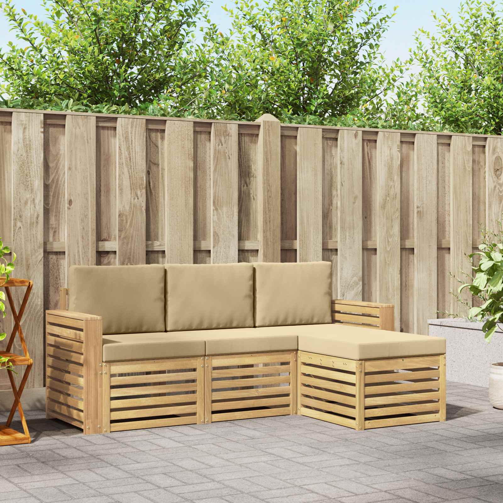 Ensemble de canapés d'extérieur 4 pcs Blanc et Beige - XIOS