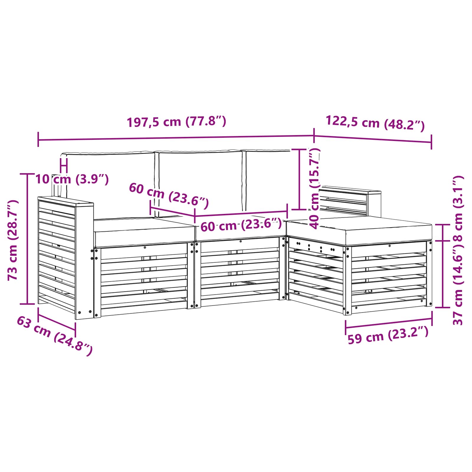 Ensemble de canapés d'extérieur 4 pcs Blanc et Beige - XIOS