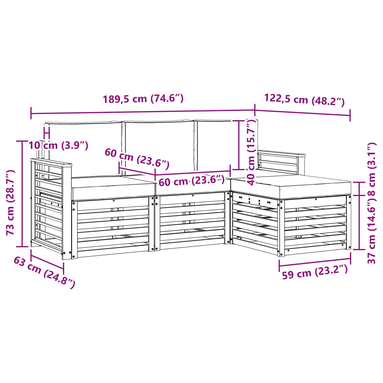 Ensemble de canapés d'extérieur 4 pcs Blanc et gris clair - XIOS