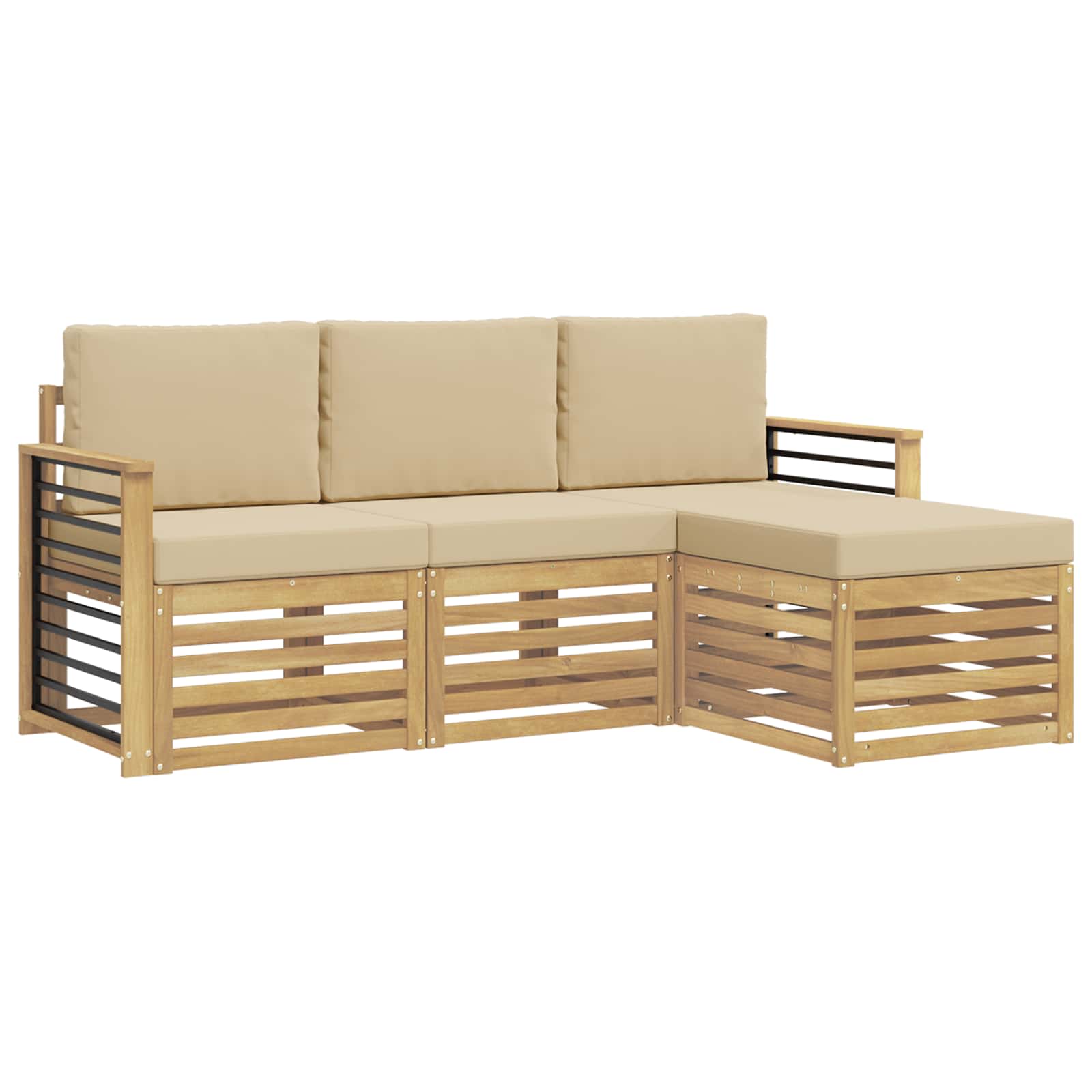 Ensemble de canapés d'extérieur 4 pcs Blanc et Beige Polyester - XIOS