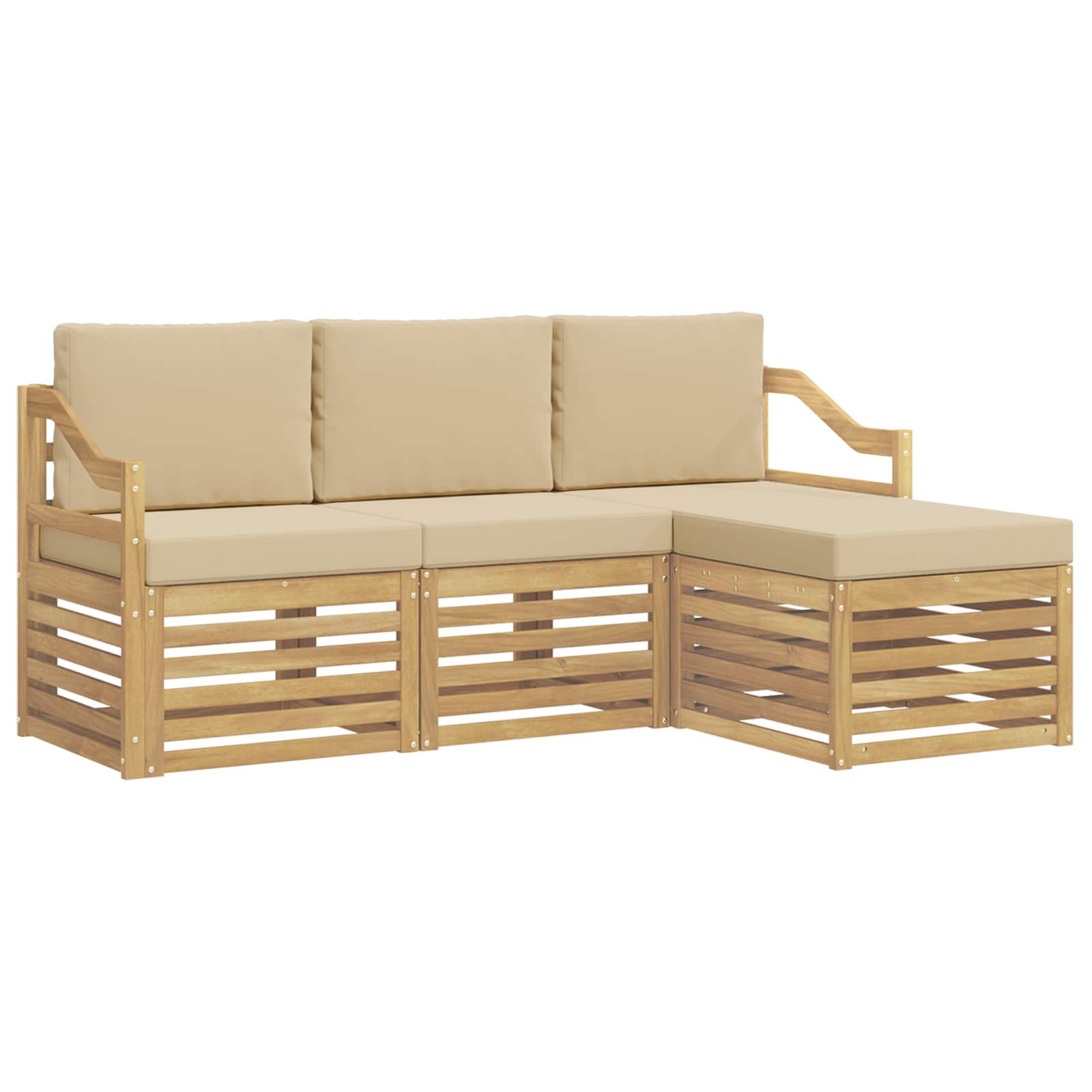 Ensemble de canapés d'extérieur 4 pcs Blanc et Beige Polyester - XIOS
