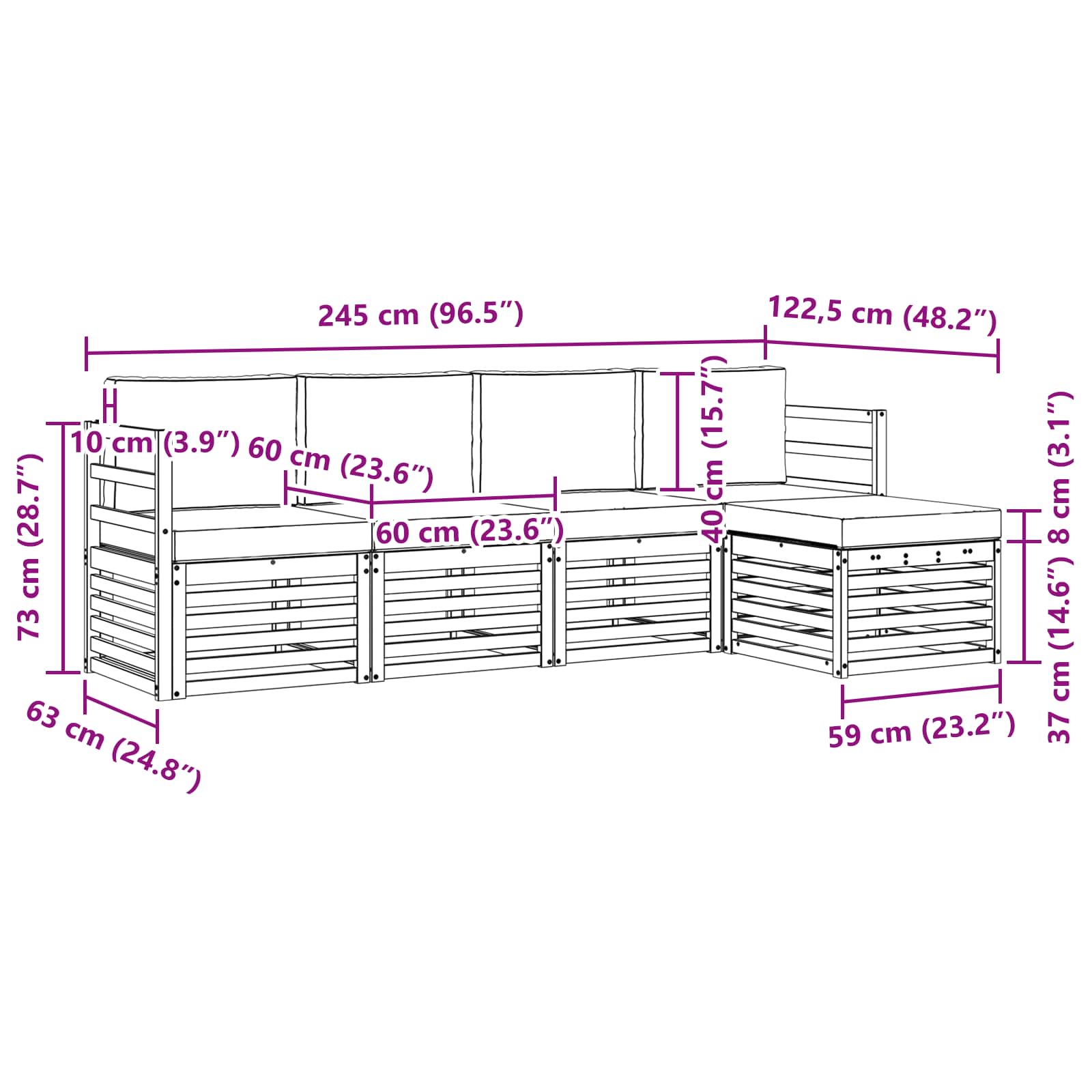 Ensemble de canapés d'extérieur 5 pcs Blanc et gris clair - XIOS