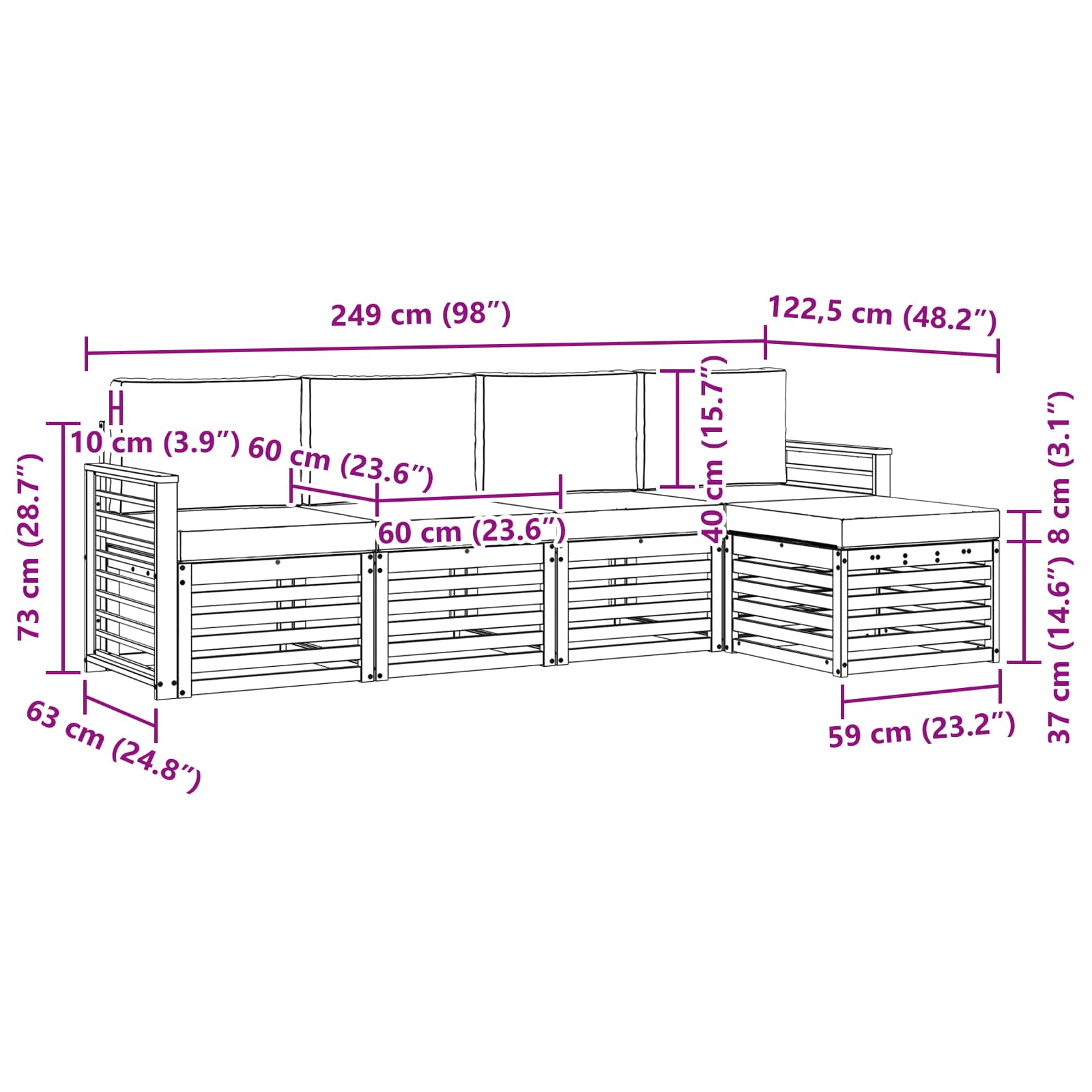 Ensemble de canapés d'extérieur 5 pcs Blanc et gris clair - XIOS