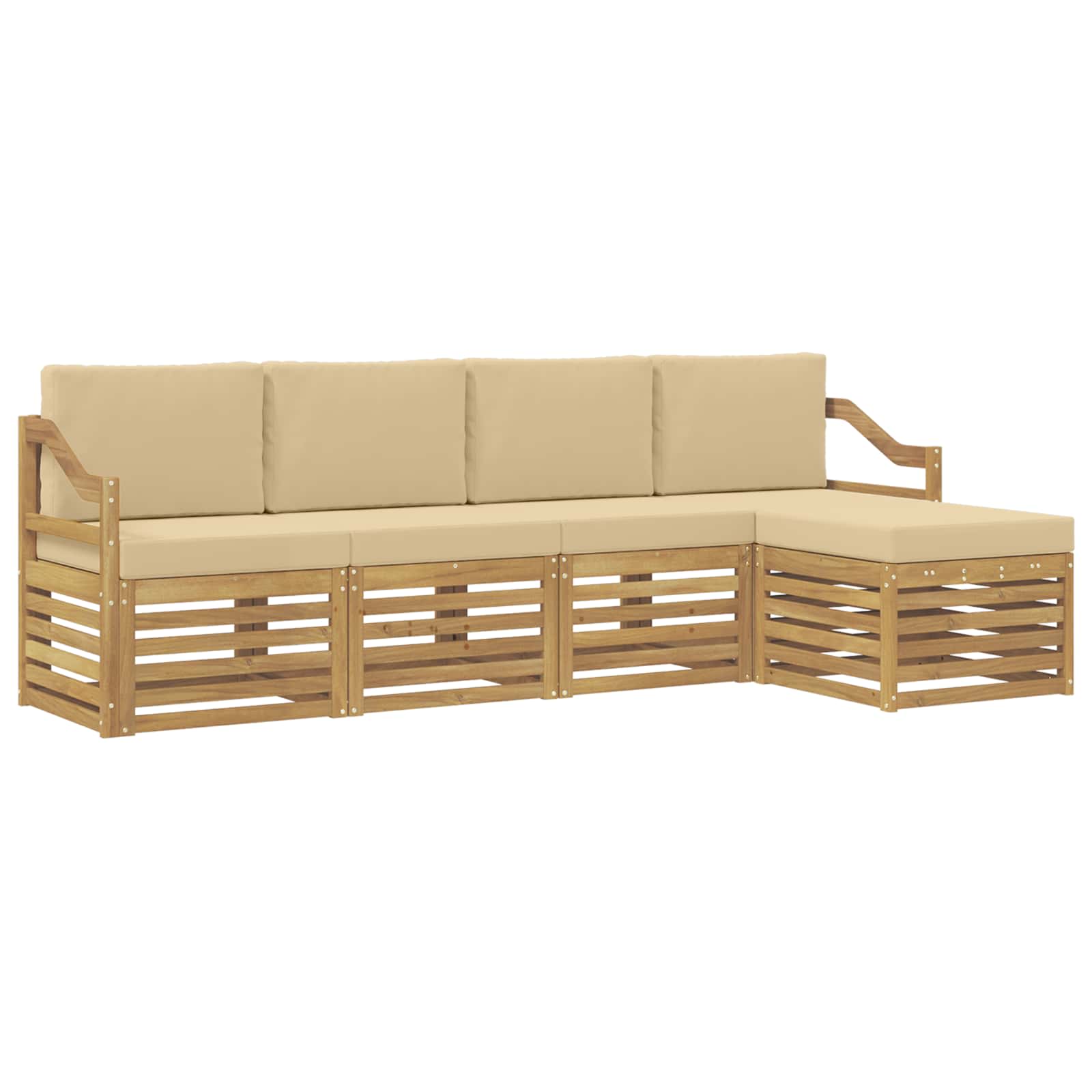 Ensemble de canapés d'extérieur 5 pcs Blanc et Beige Polyester - XIOS