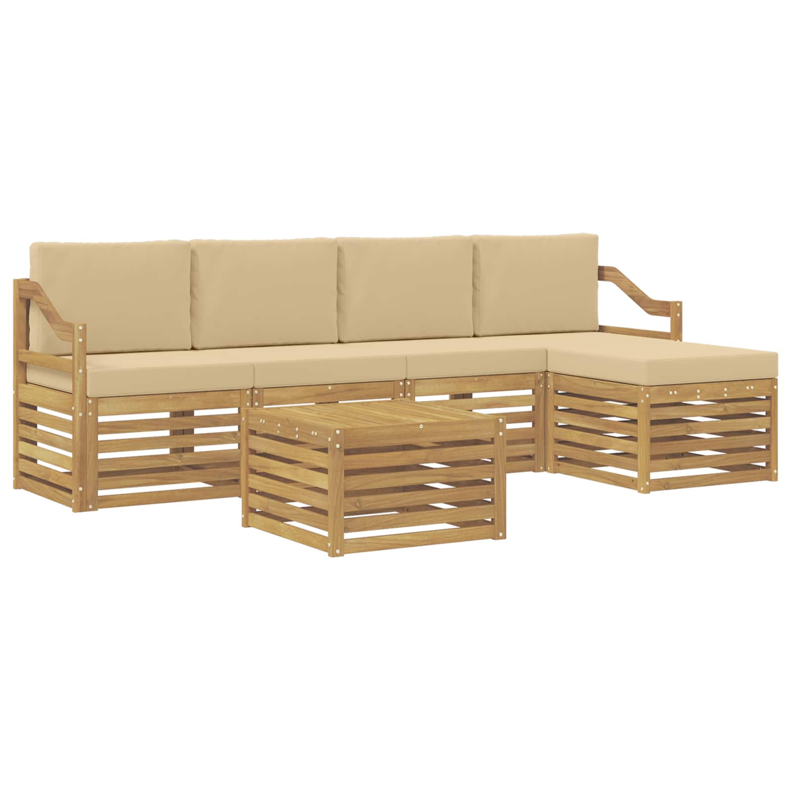 Ensemble de canapés d'extérieur 6 pcs Blanc et Beige Polyester - XIOS