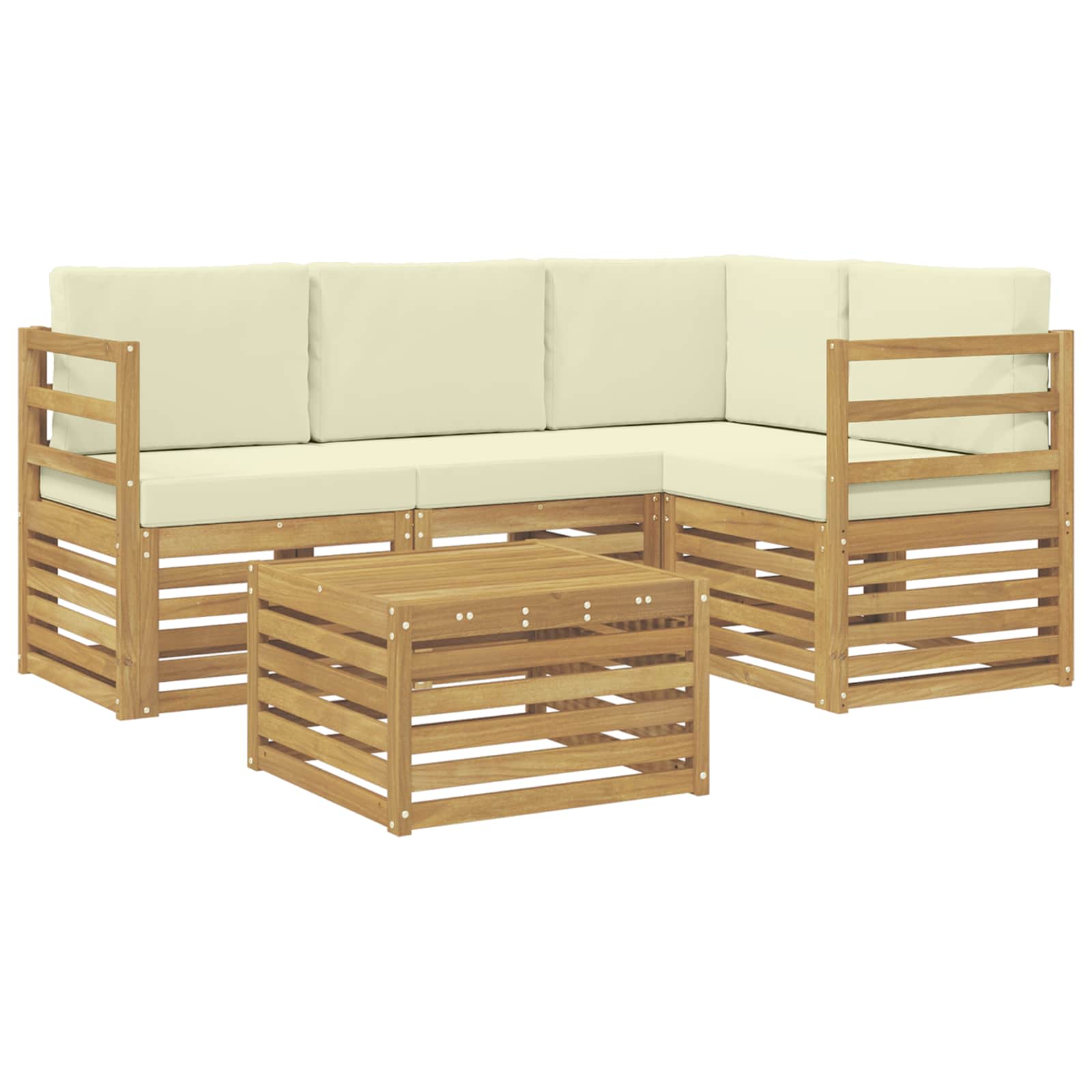 Ensemble de canapés d'extérieur 5 pcs Blanc et crème Polyester - XIOS