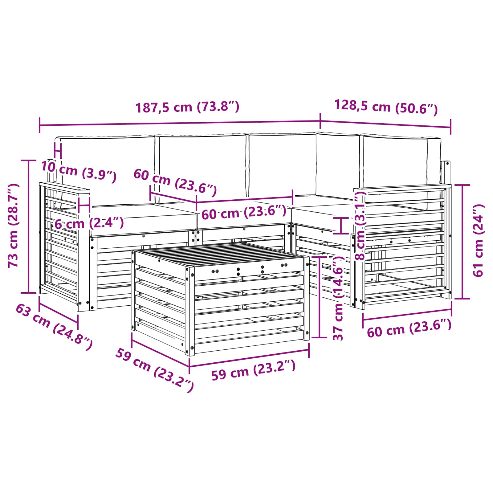 Ensemble de canapés d'extérieur 5 pcs Blanc et Beige - XIOS