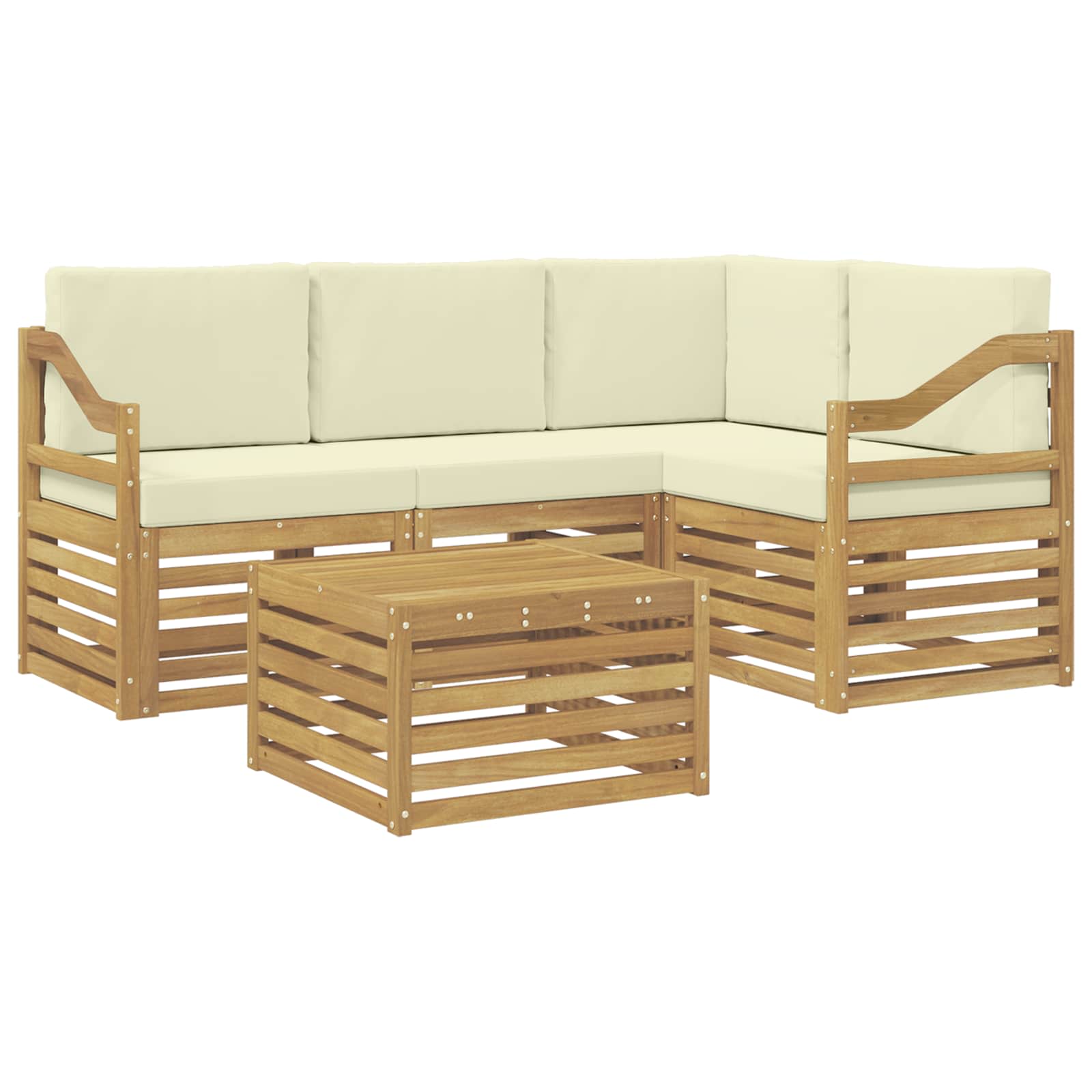 Ensemble de canapés d'extérieur 5 pcs Blanc et crème Polyester - XIOS