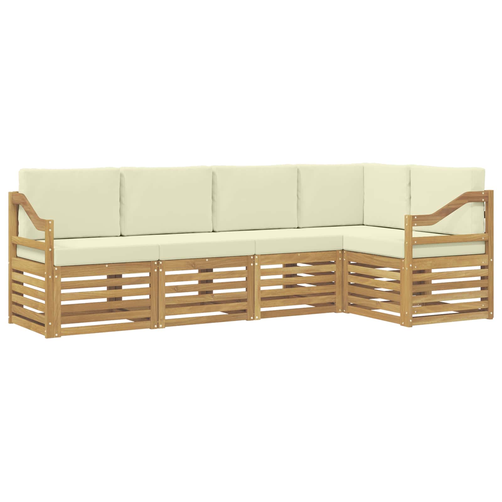 Ensemble de canapé d'angle avec coussin 5 pcs Blanc et crème - XIOS
