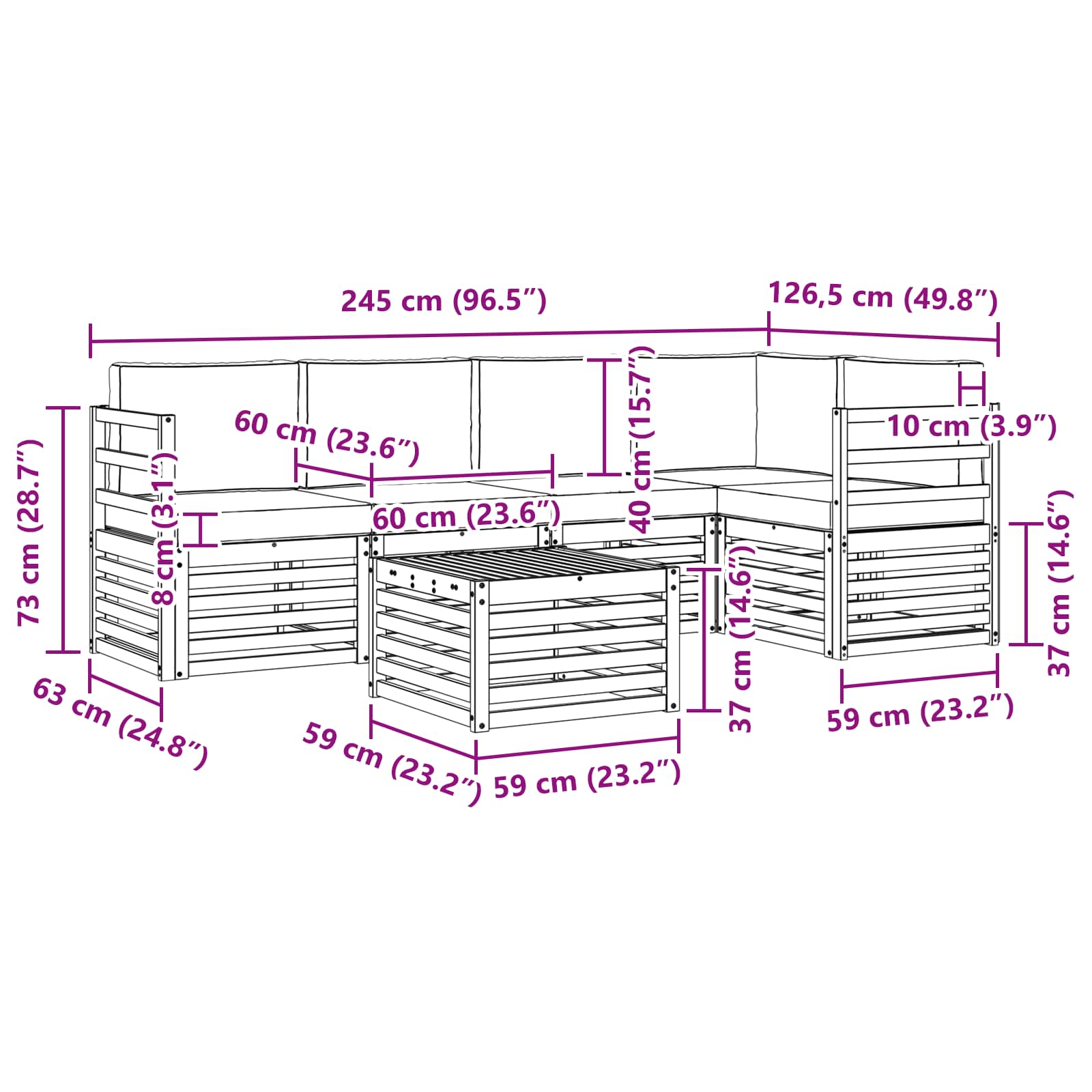 Ensemble de canapés d'extérieur 6 pcs Blanc et Beige - XIOS