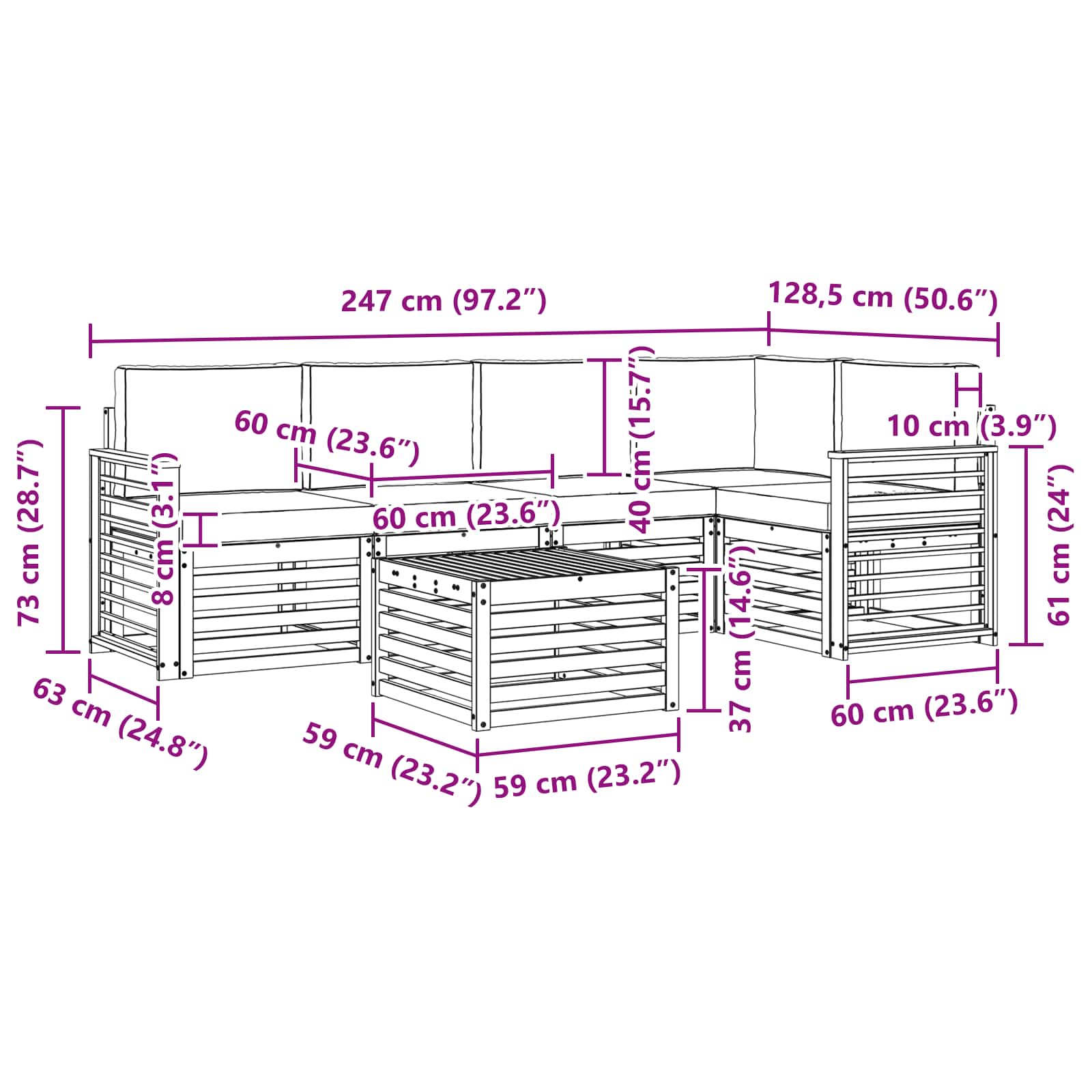 Ensemble de canapés d'extérieur 6 pcs Blanc et anthracite - XIOS