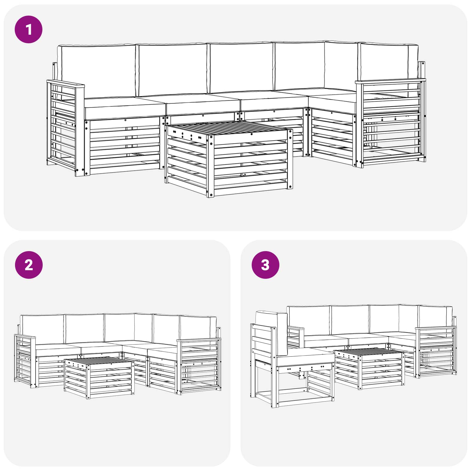 Ensemble de canapés d'extérieur 6 pcs Blanc et anthracite - XIOS