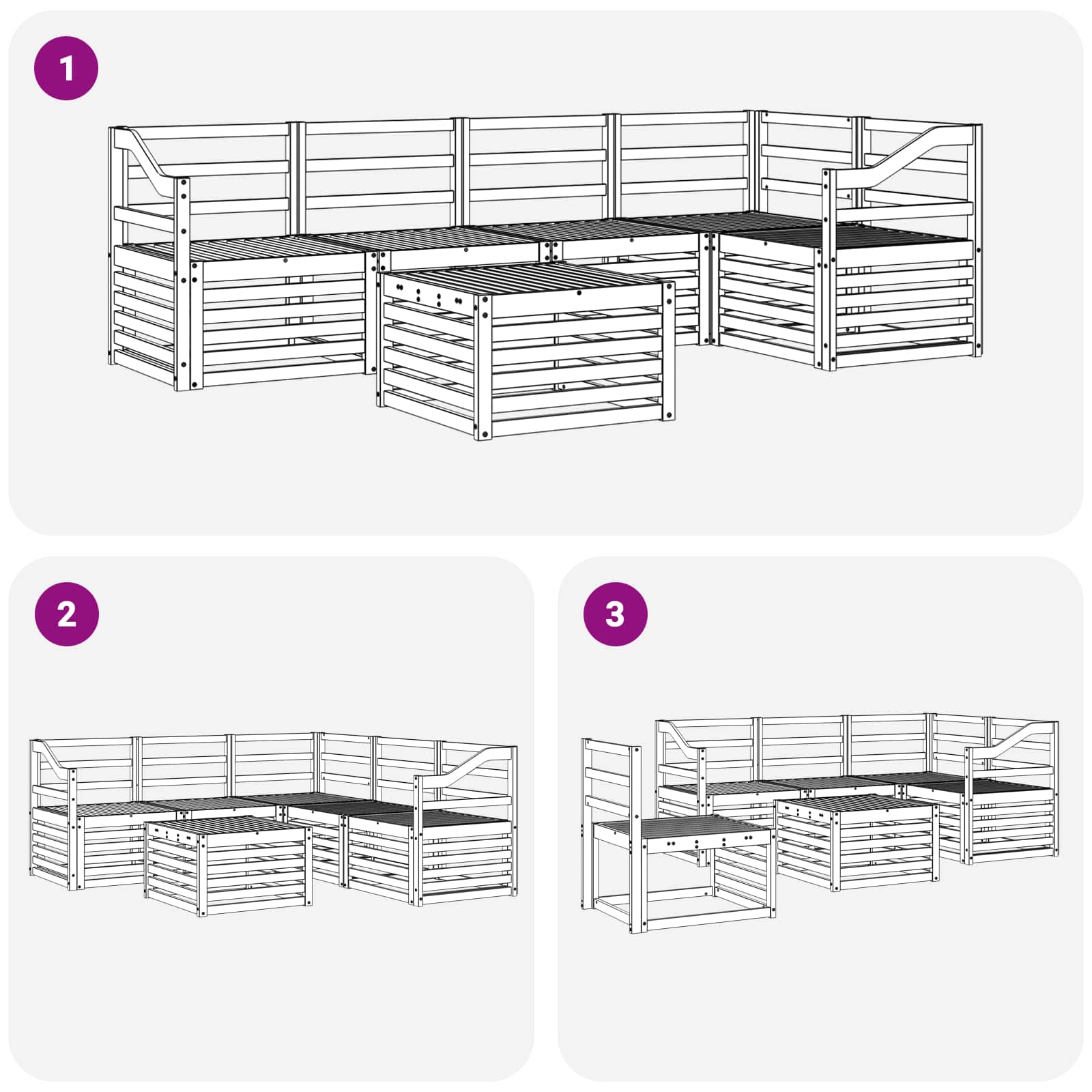 Ensemble de canapés d'extérieur 6 pcs Blanc 59 x 59 x 37 cm - XIOS