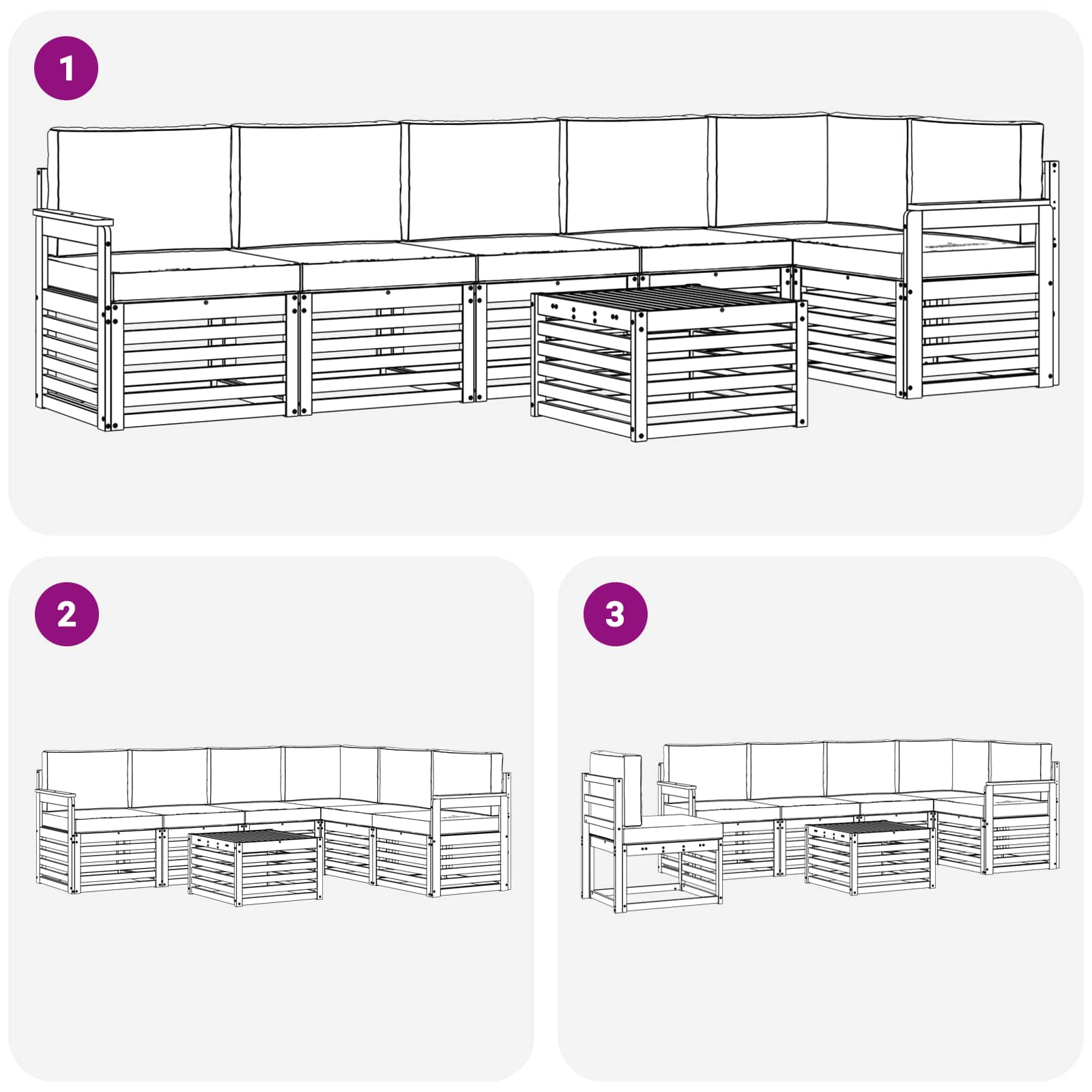 Ensemble de canapés d'extérieur 7 pcs Blanc et Beige - XIOS