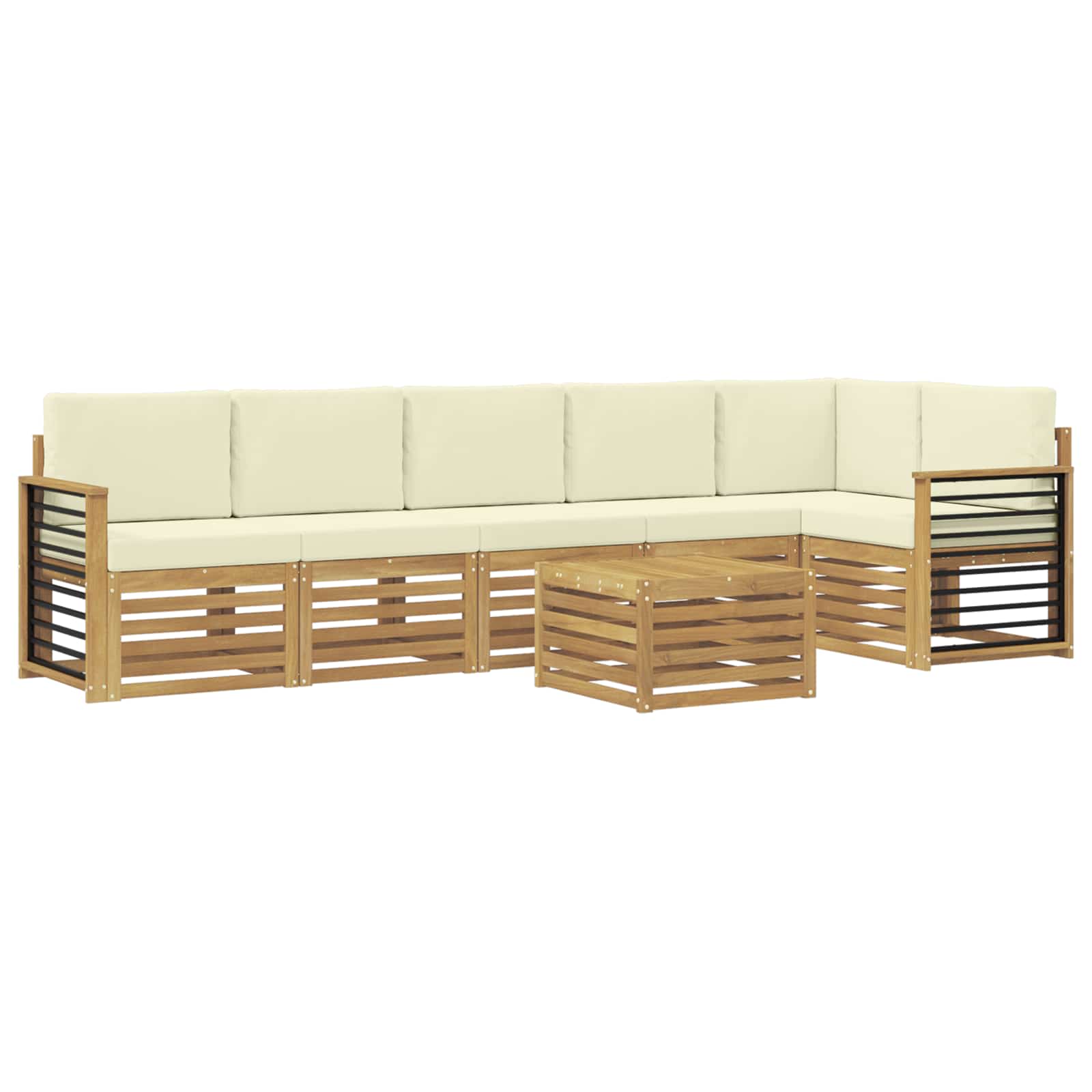 Ensemble de canapé d'angle avec coussin 7 pcs Blanc et crème - XIOS