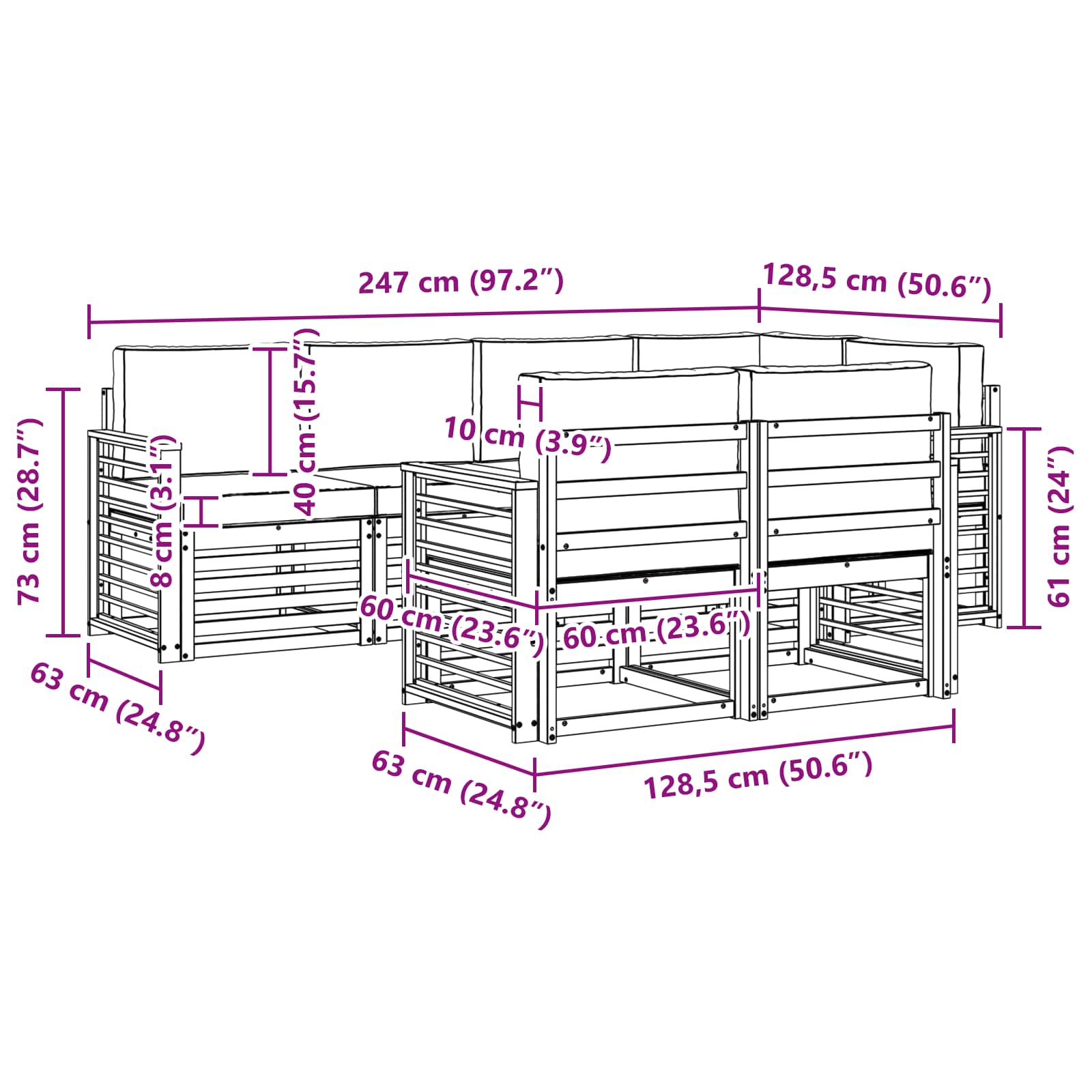 Ensemble de canapés d'extérieur 7 pcs Blanc et anthracite - XIOS