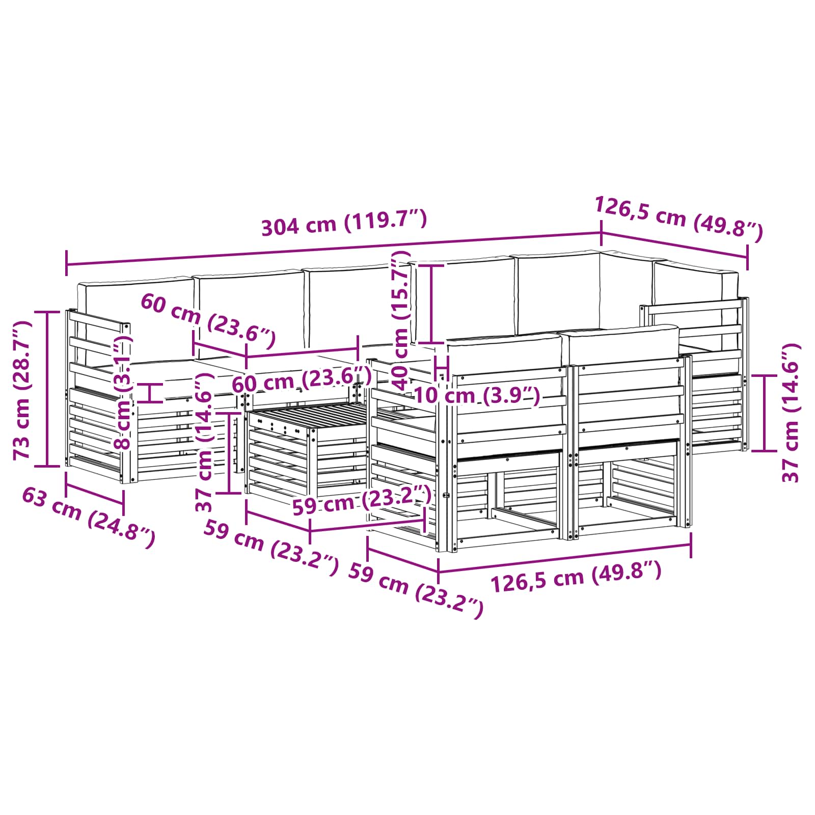 Ensemble de canapés d'extérieur 9 pcs Blanc et gris clair - XIOS