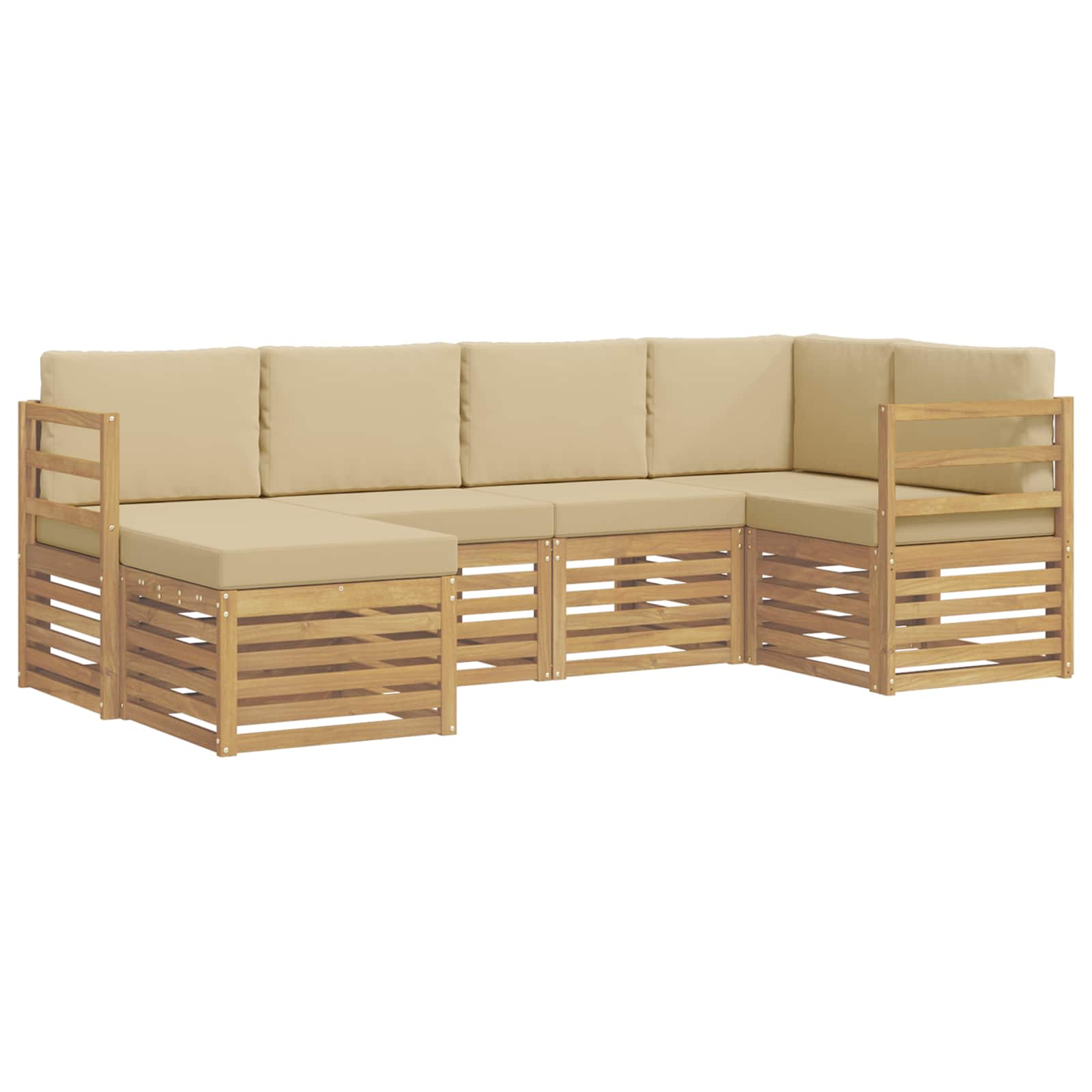 Ensemble de canapés d'extérieur 6 pcs Blanc et Beige Polyester - XIOS