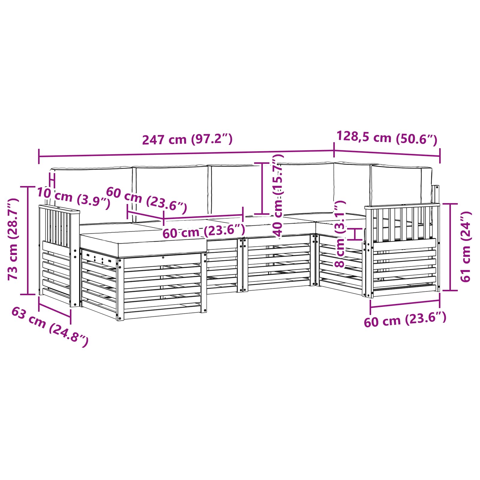 Ensemble de canapés d'extérieur 6 pcs Blanc et anthracite - XIOS