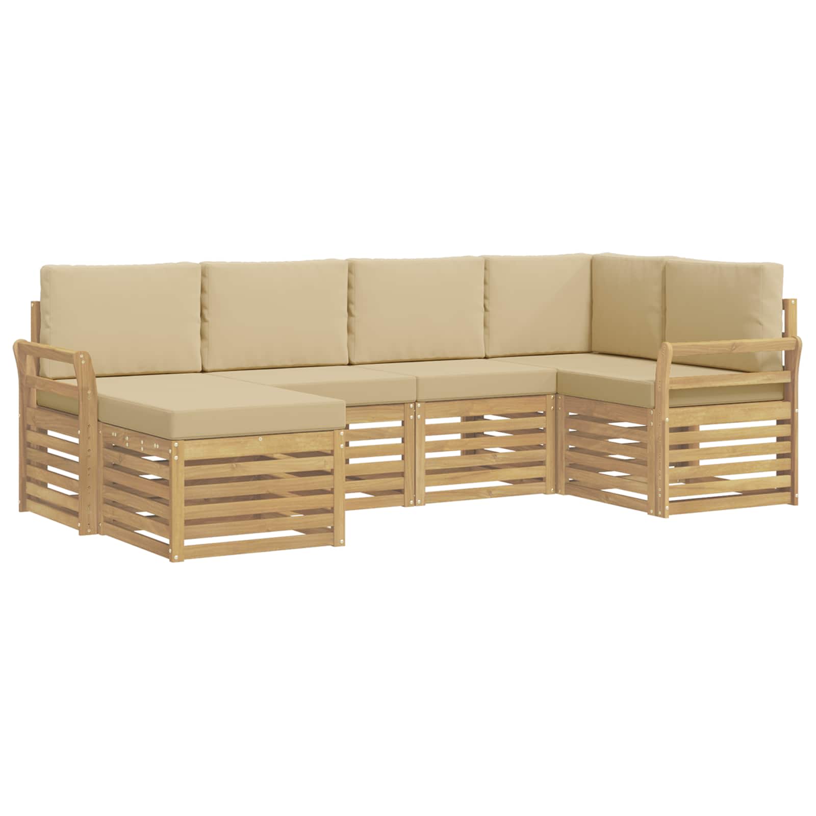 Ensemble de canapés d'extérieur 6 pcs Blanc et Beige Polyester - XIOS