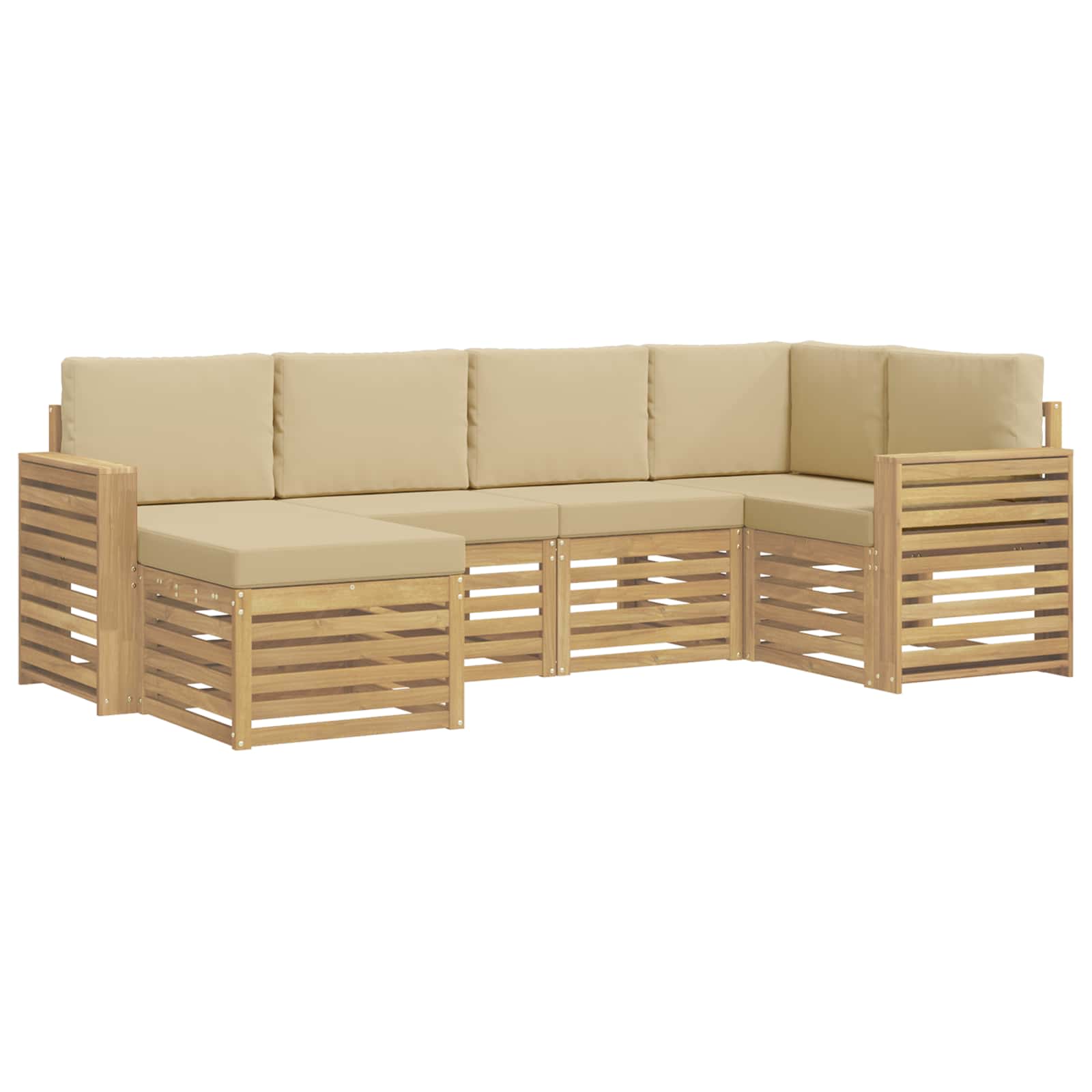 Ensemble de canapés d'extérieur 6 pcs Blanc et Beige Polyester - XIOS