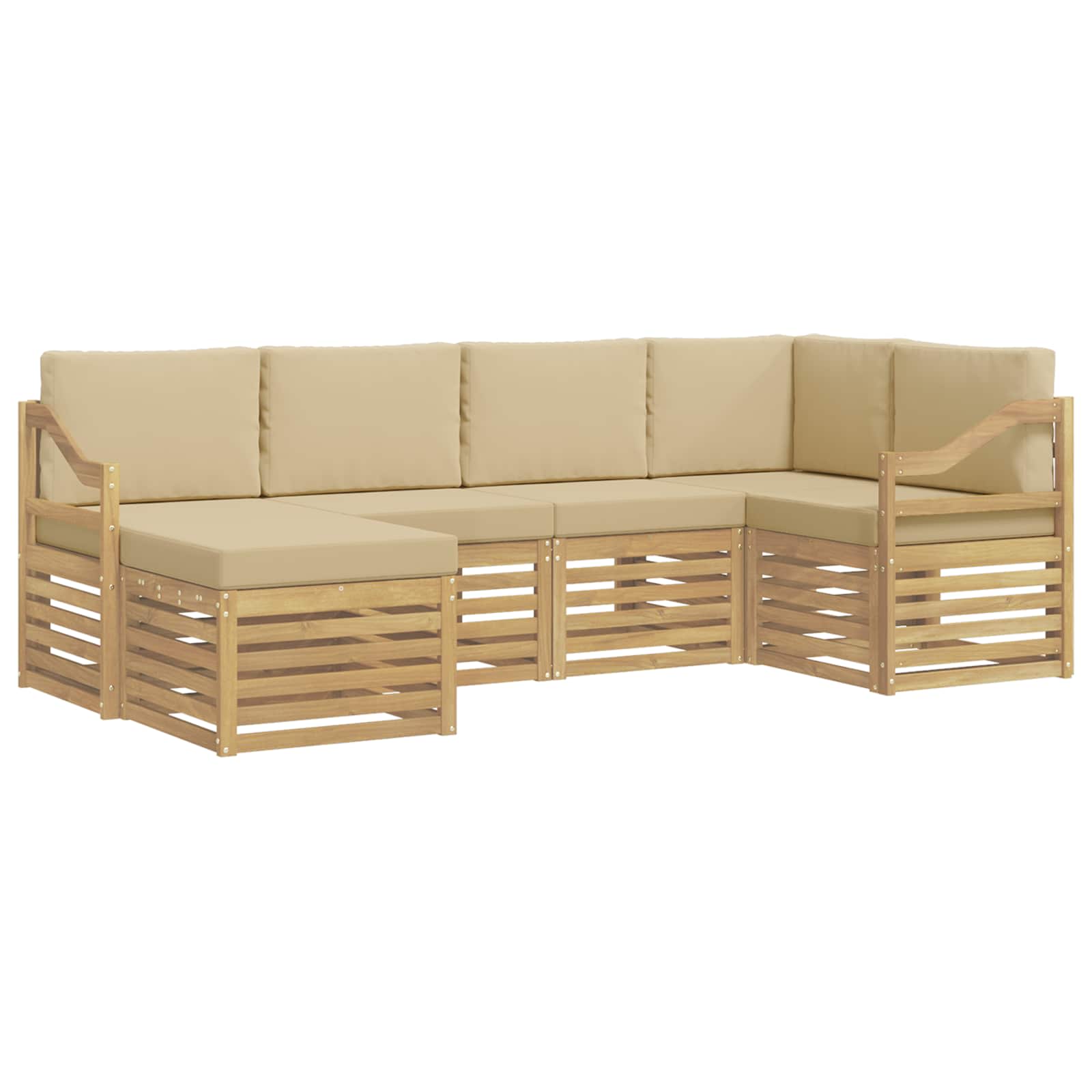 Ensemble de canapés d'extérieur 6 pcs Blanc et Beige Polyester - XIOS