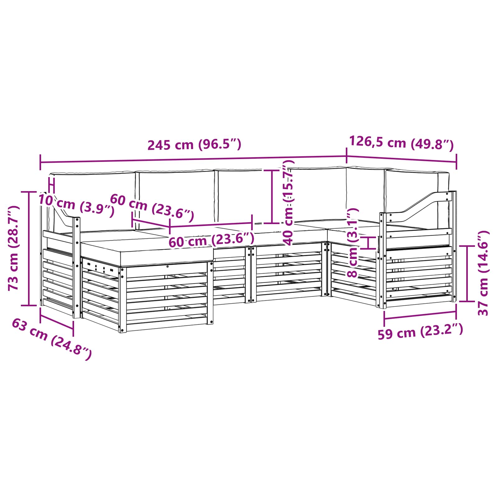 Ensemble de canapés d'extérieur 6 pcs Blanc et Beige Polyester - XIOS
