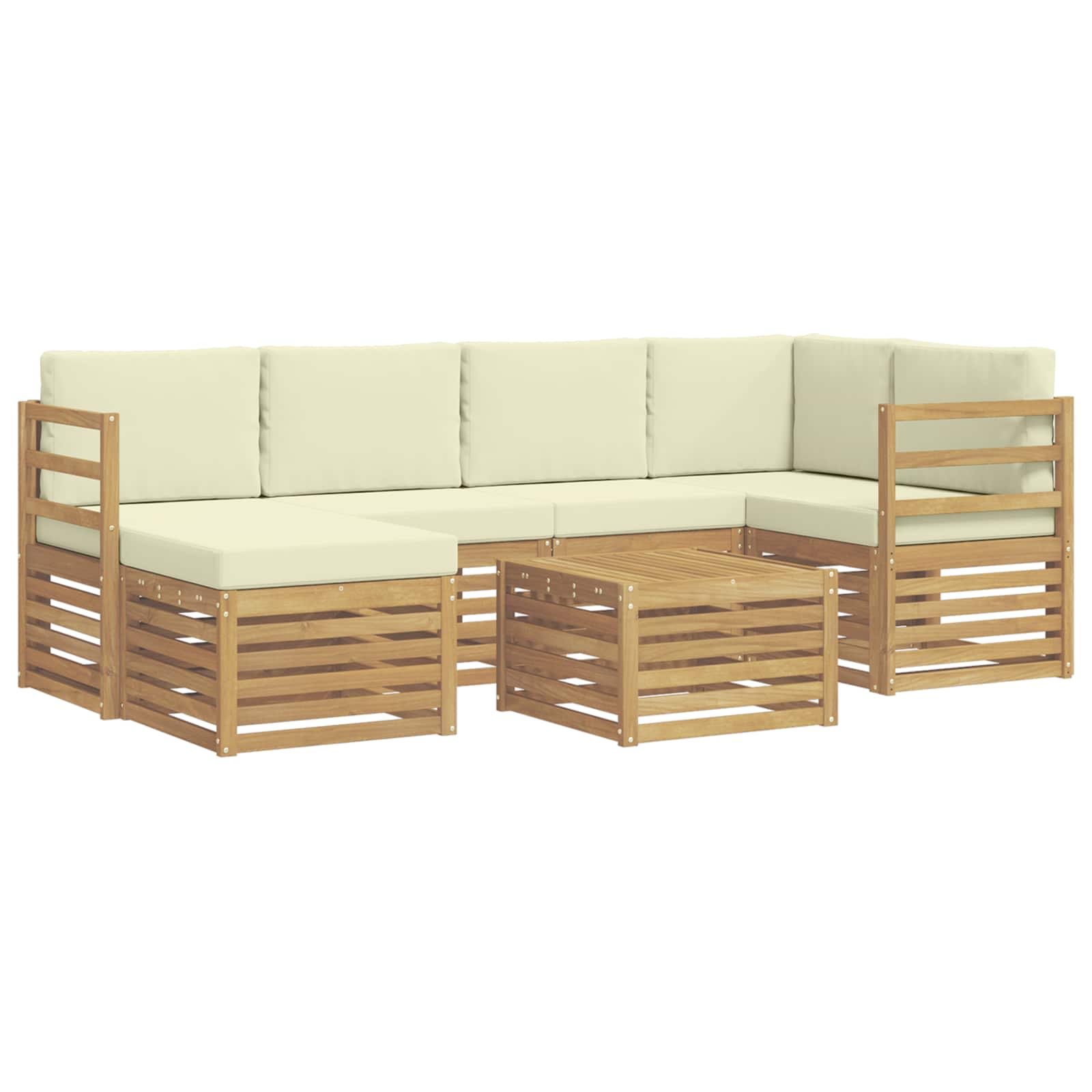 Ensemble de canapés d'extérieur 7 pcs Blanc et crème Polyester - XIOS