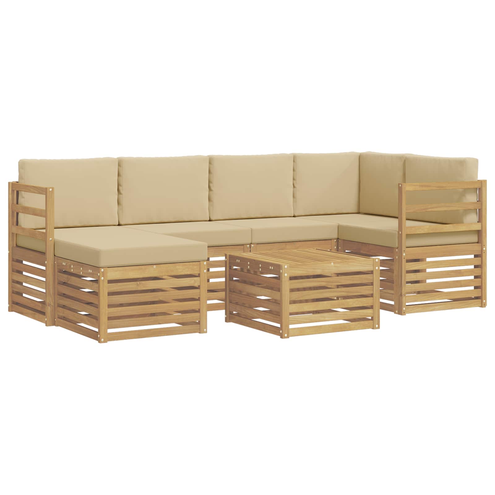Ensemble de canapés d'extérieur 7 pcs Blanc et Beige Polyester - XIOS