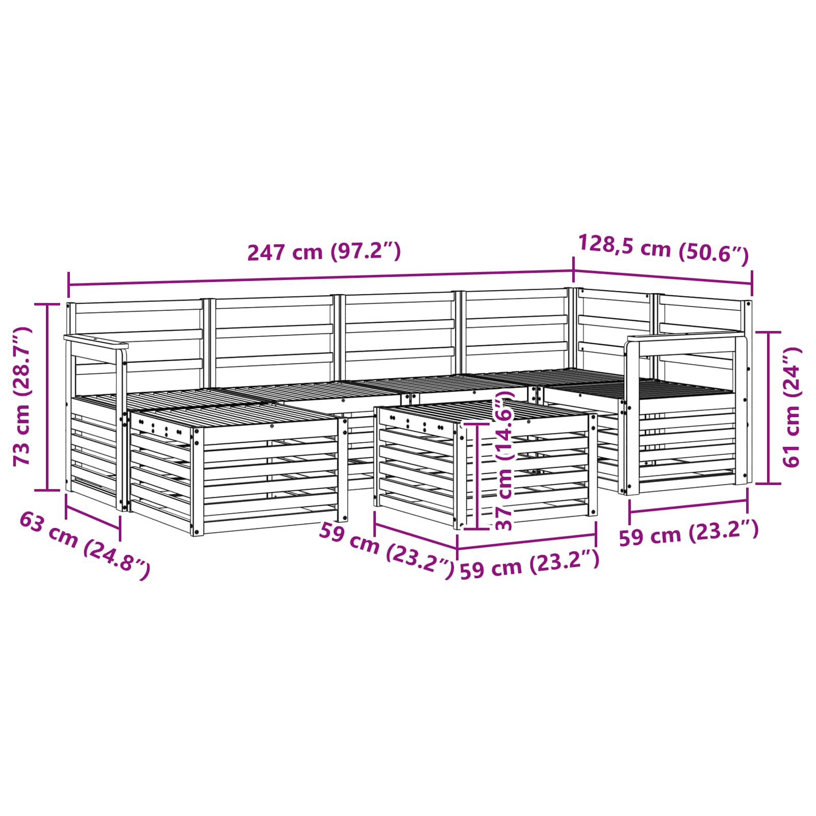 Ensemble de canapés d'extérieur 7 pcs Blanc Polyester - XIOS