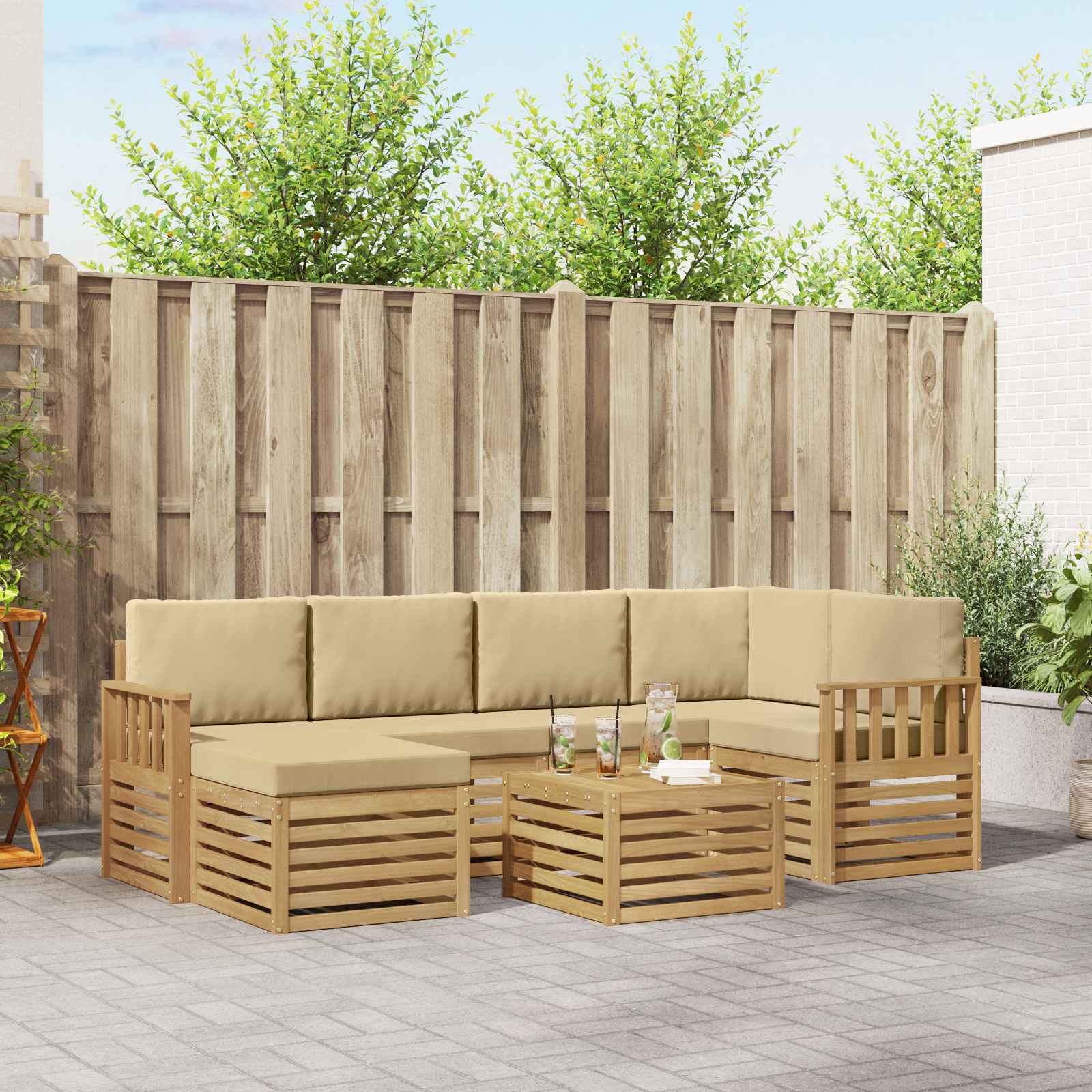Ensemble de canapés d'extérieur 7 pcs Blanc et Beige - XIOS