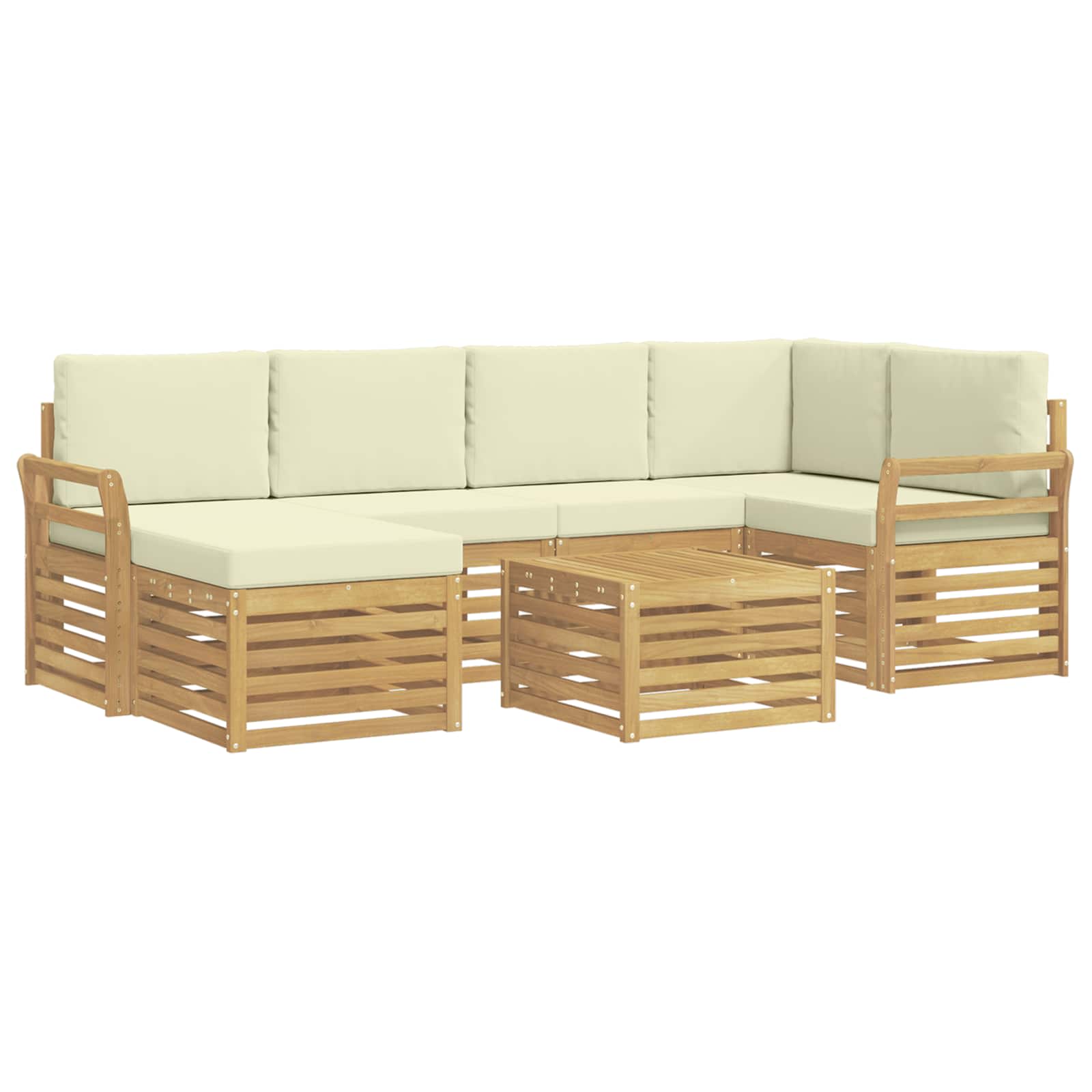Ensemble de canapés d'extérieur 7 pcs Blanc et crème Polyester - XIOS