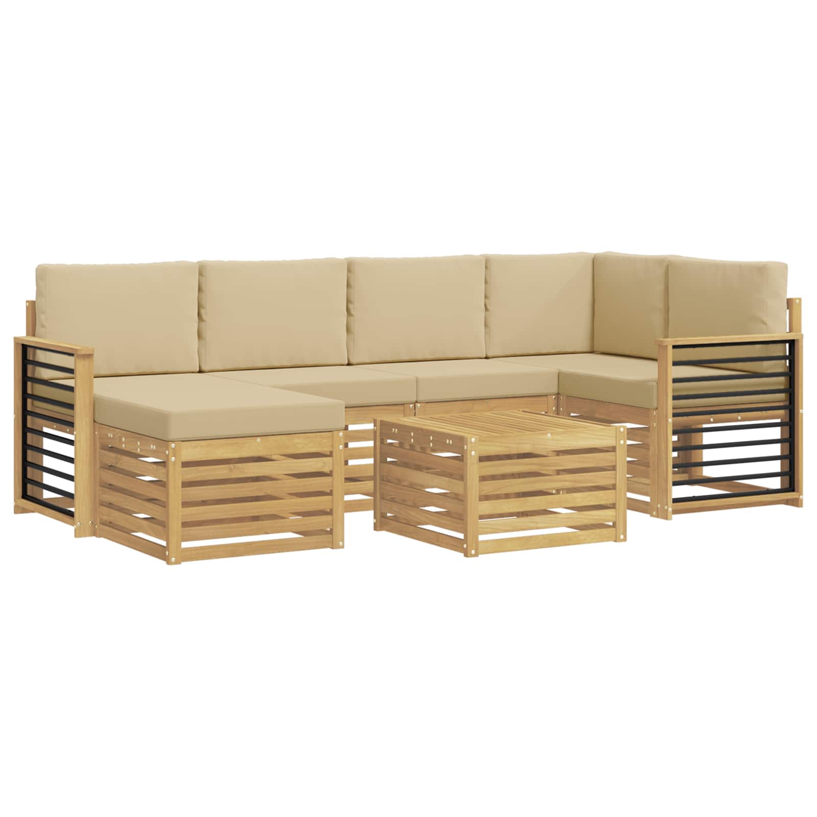 Ensemble de canapés d'extérieur 7 pcs Blanc et Beige Polyester - XIOS