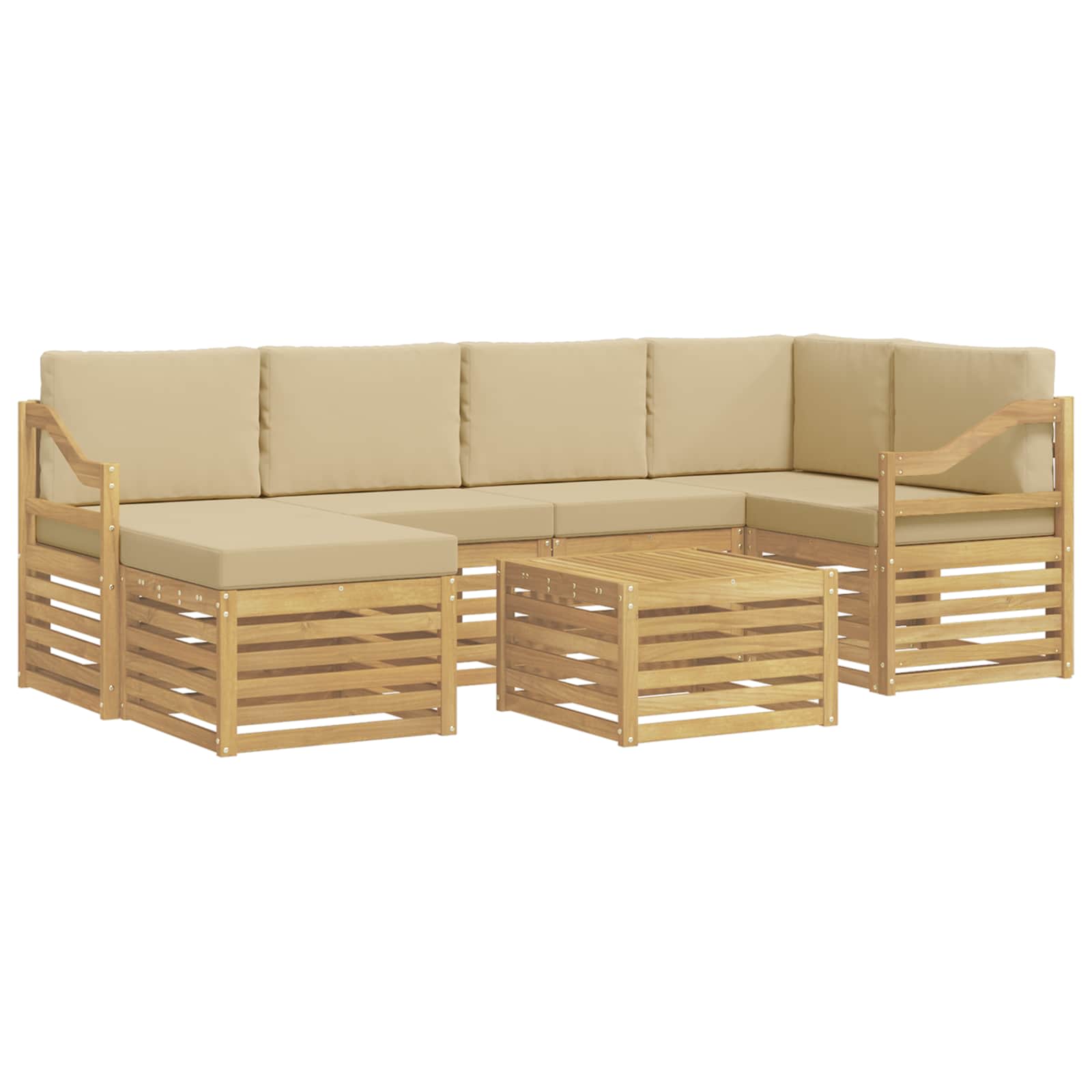 Ensemble de canapés d'extérieur 7 pcs Blanc et Beige Polyester - XIOS